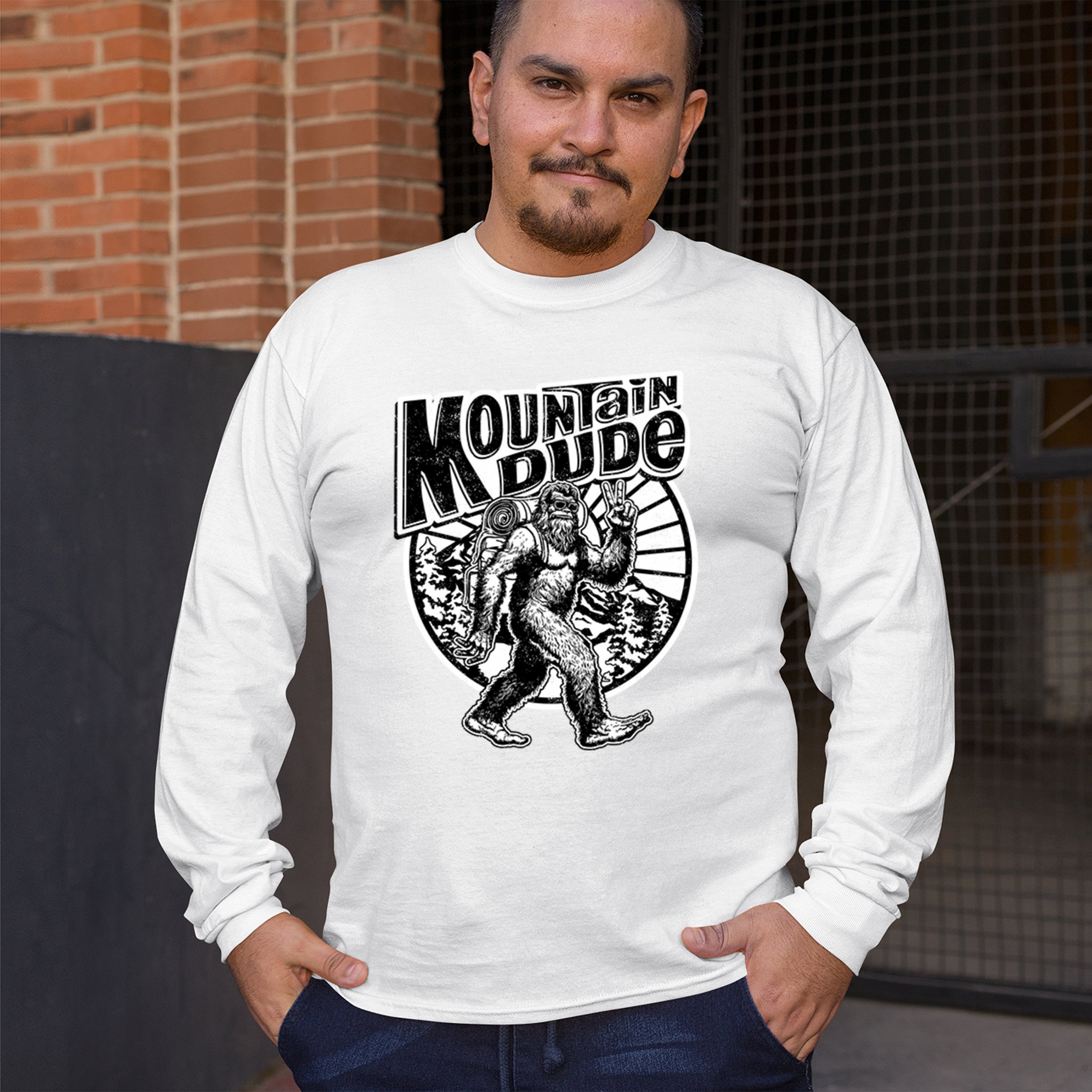 Mountain Dude Bigfoot Long Sleeve T-shirt Funny Sasquatch Hide & Seek Champ - Picture 40 of 78