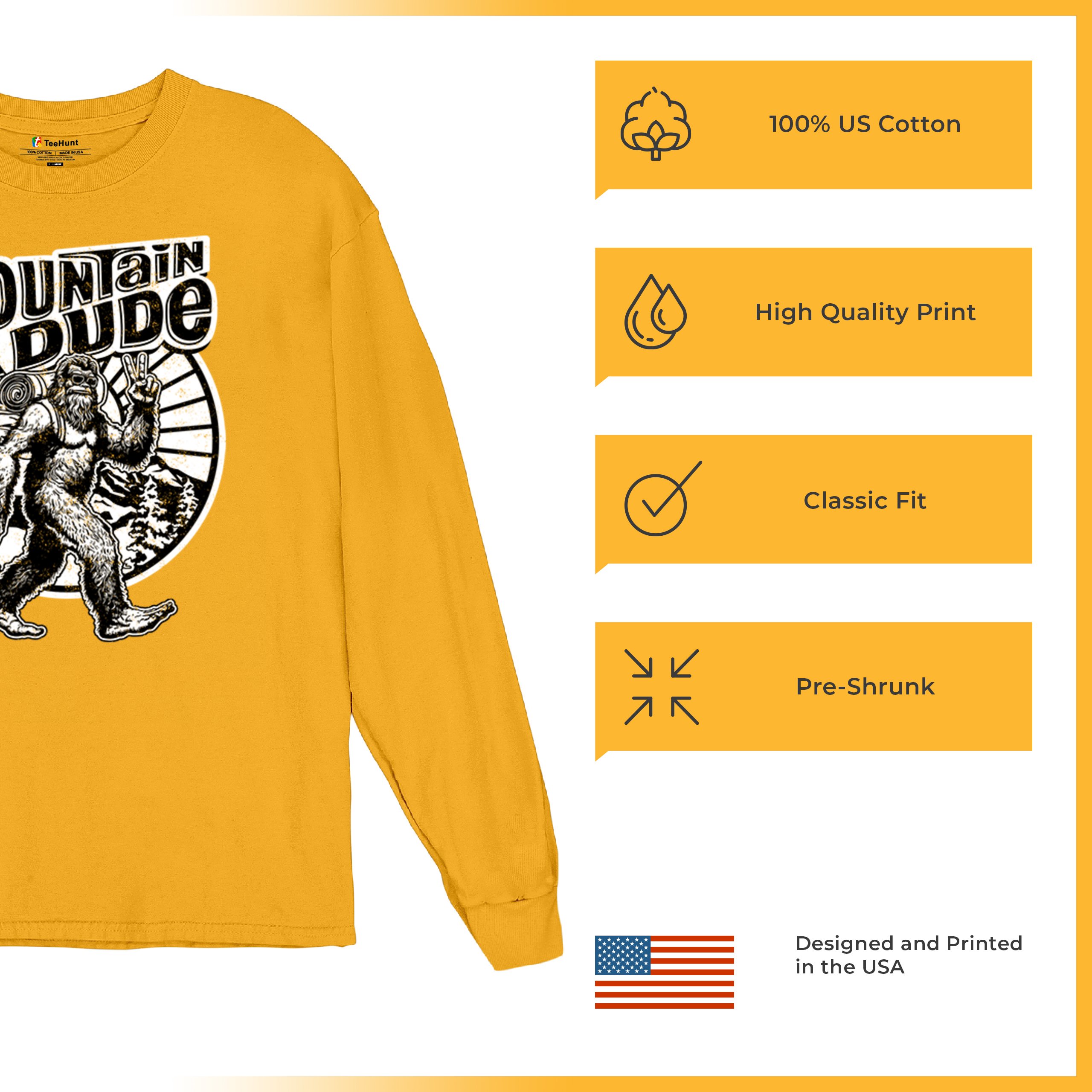 Mountain Dude Bigfoot Long Sleeve T-shirt Funny Sasquatch Hide & Seek Champ - Picture 70 of 78