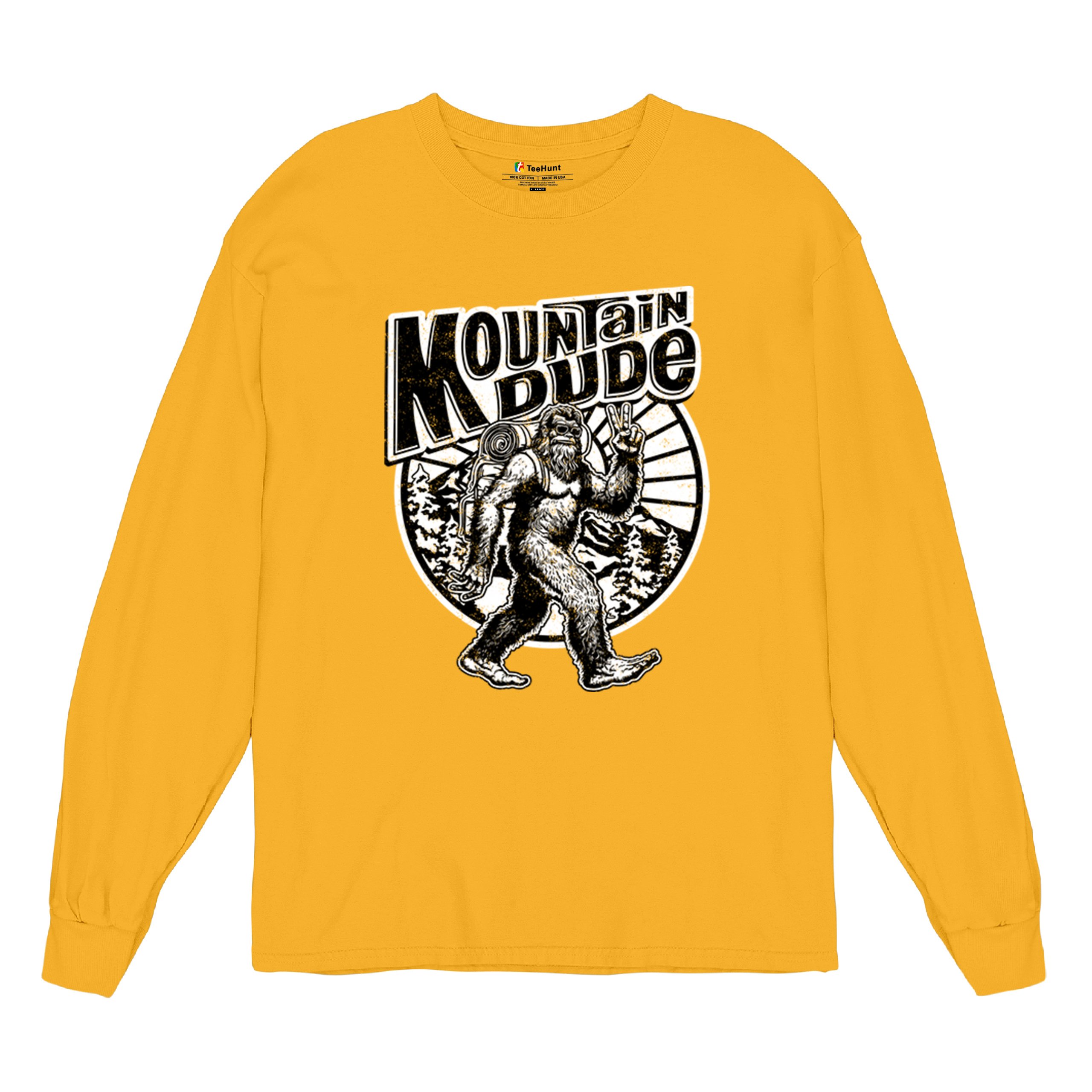 Mountain Dude Bigfoot Long Sleeve T-shirt Funny Sasquatch Hide & Seek Champ - Picture 69 of 78