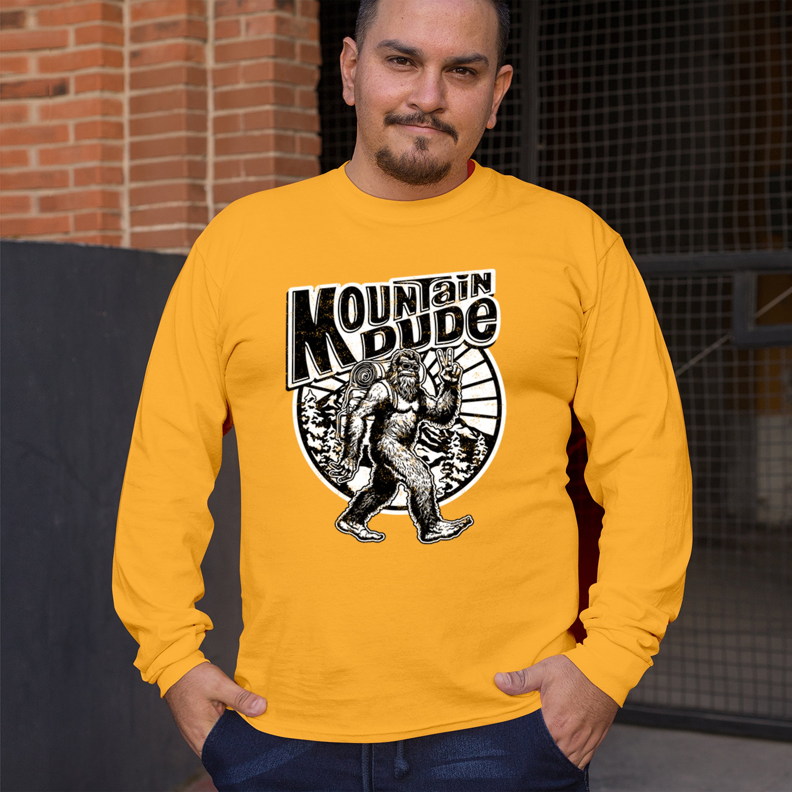 Mountain Dude Bigfoot Long Sleeve T-shirt Funny Sasquatch Hide & Seek Champ - Picture 68 of 78