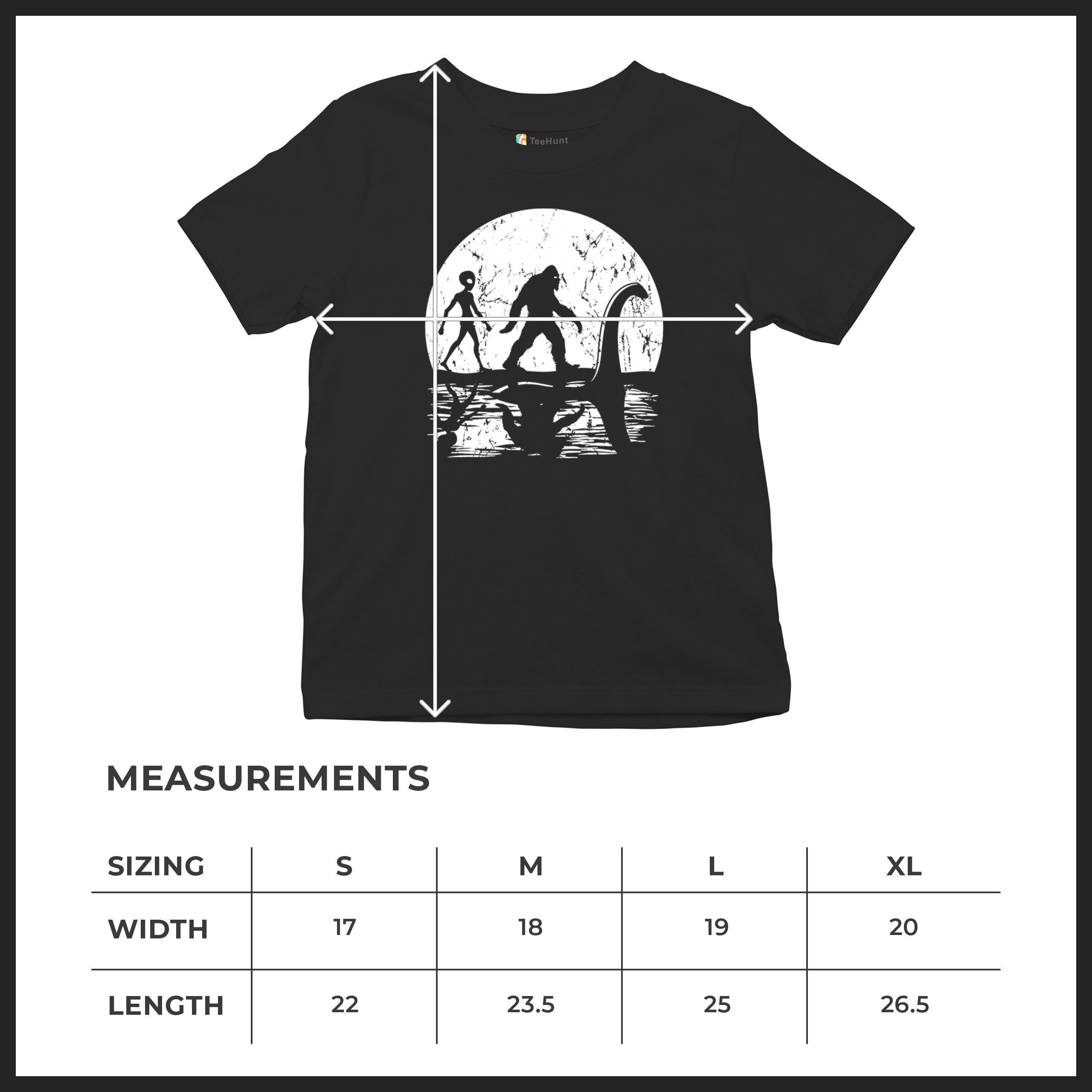 Alien Bigfoot Loch Ness Monster Moon Youth T-shirt UFO Sasquatch Dinosaur Kids - Picture 8 of 36