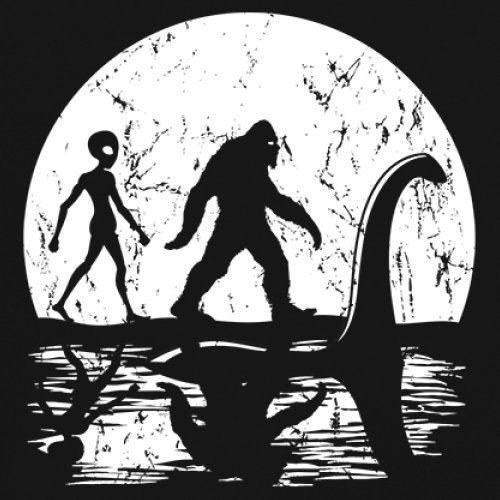 Alien Bigfoot Loch Ness Monster Moon Youth T-shirt UFO Sasquatch Dinosaur Kids - Picture 4 of 36