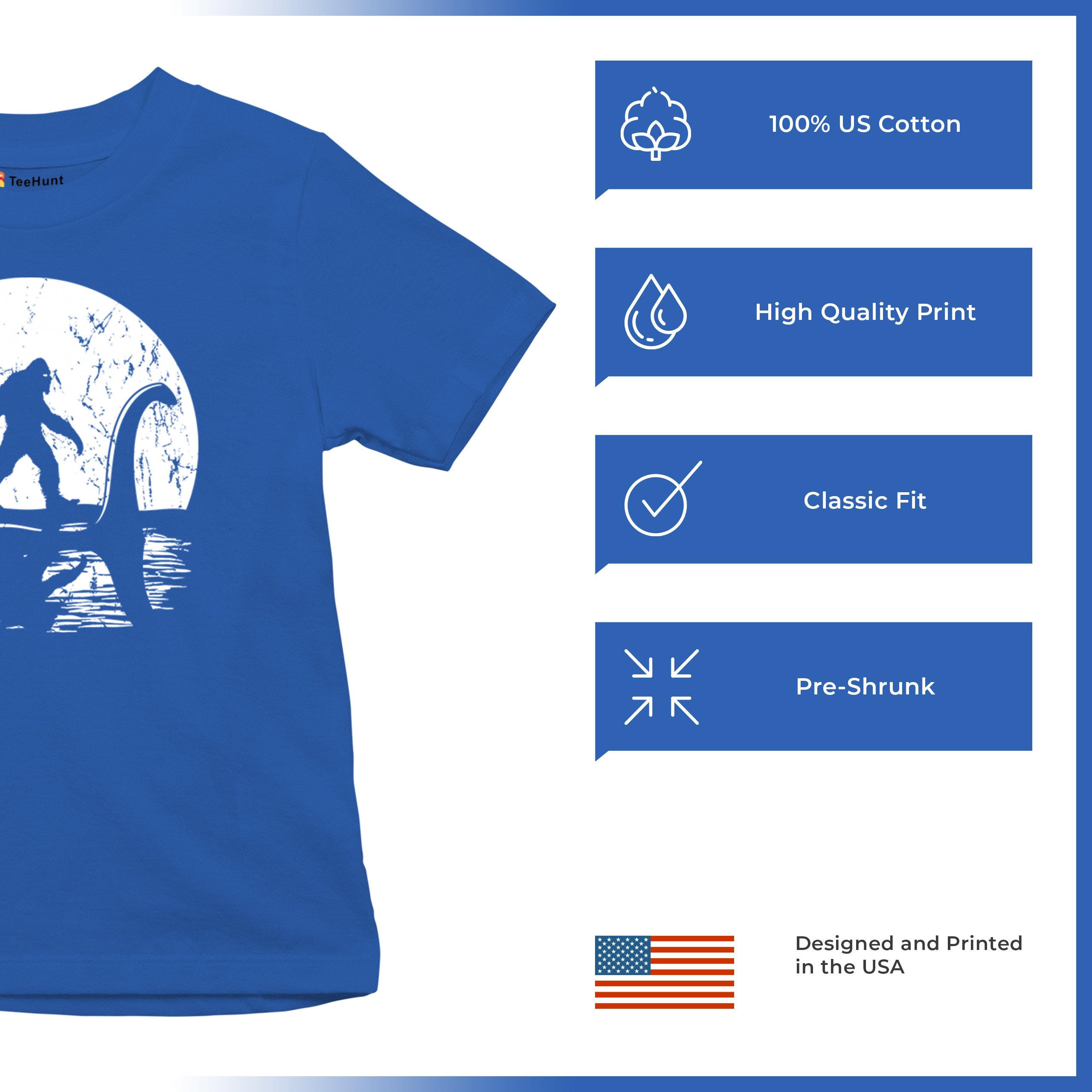 Alien Bigfoot Loch Ness Monster Moon Youth T-shirt UFO Sasquatch Dinosaur Kids - Picture 28 of 36