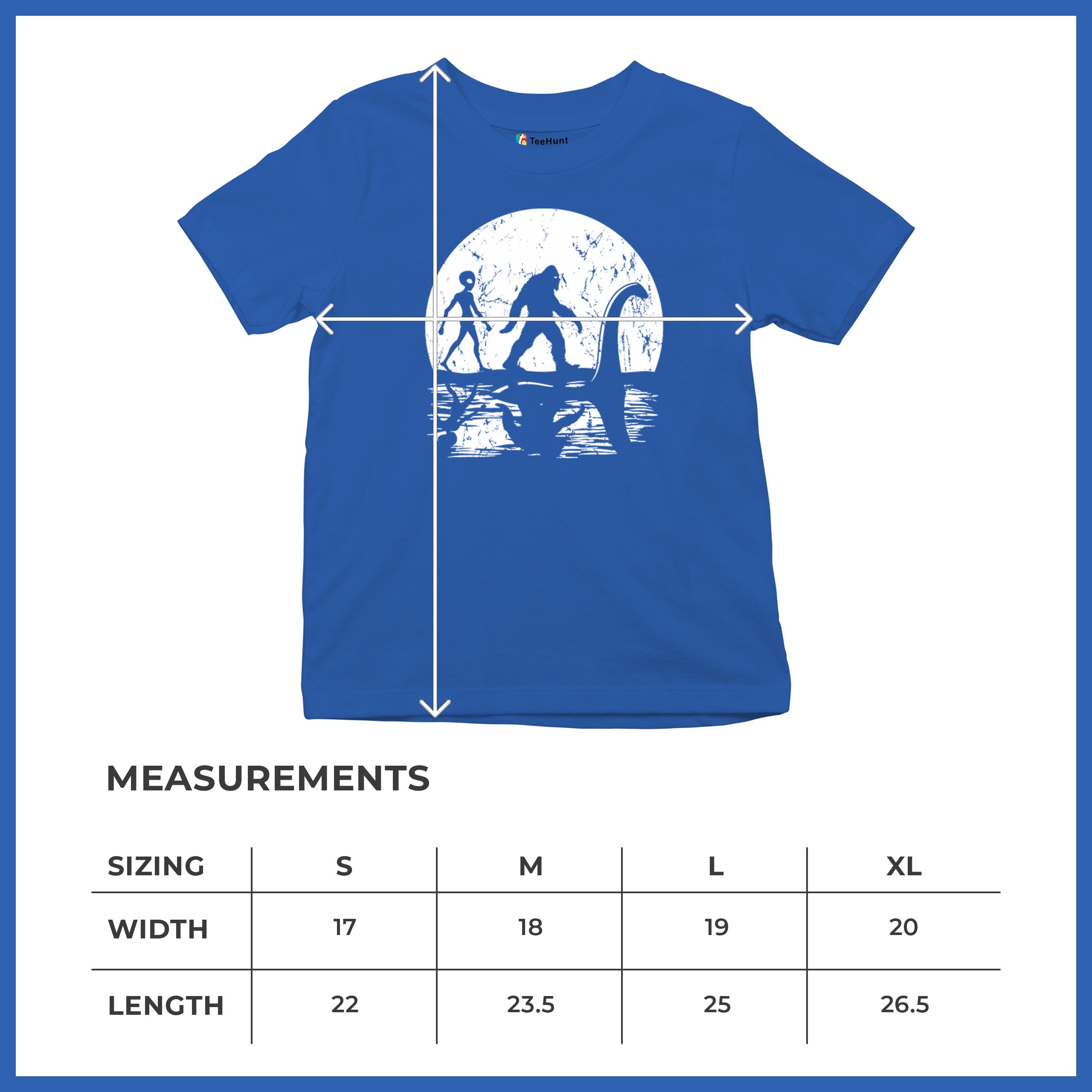 Alien Bigfoot Loch Ness Monster Moon Youth T-shirt UFO Sasquatch Dinosaur Kids - Picture 29 of 36