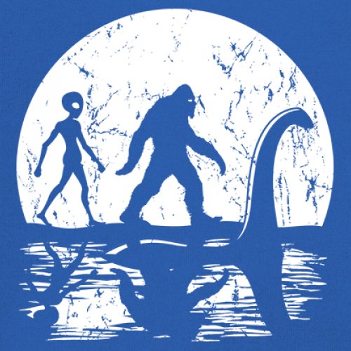 Alien Bigfoot Loch Ness Monster Moon Youth T-shirt UFO Sasquatch Dinosaur Kids - Picture 25 of 36