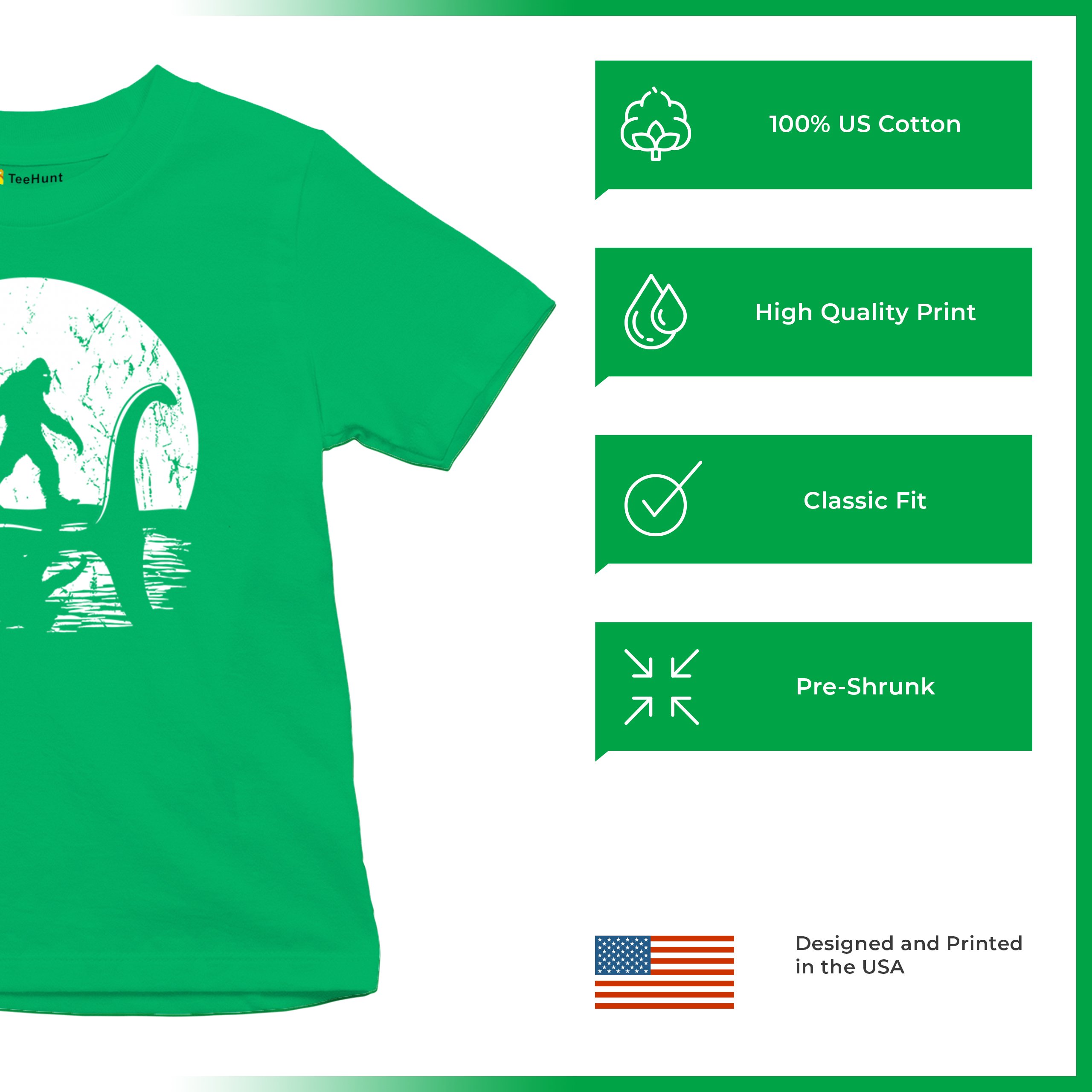 Alien Bigfoot Loch Ness Monster Moon Youth T-shirt UFO Sasquatch Dinosaur Kids - Picture 21 of 36