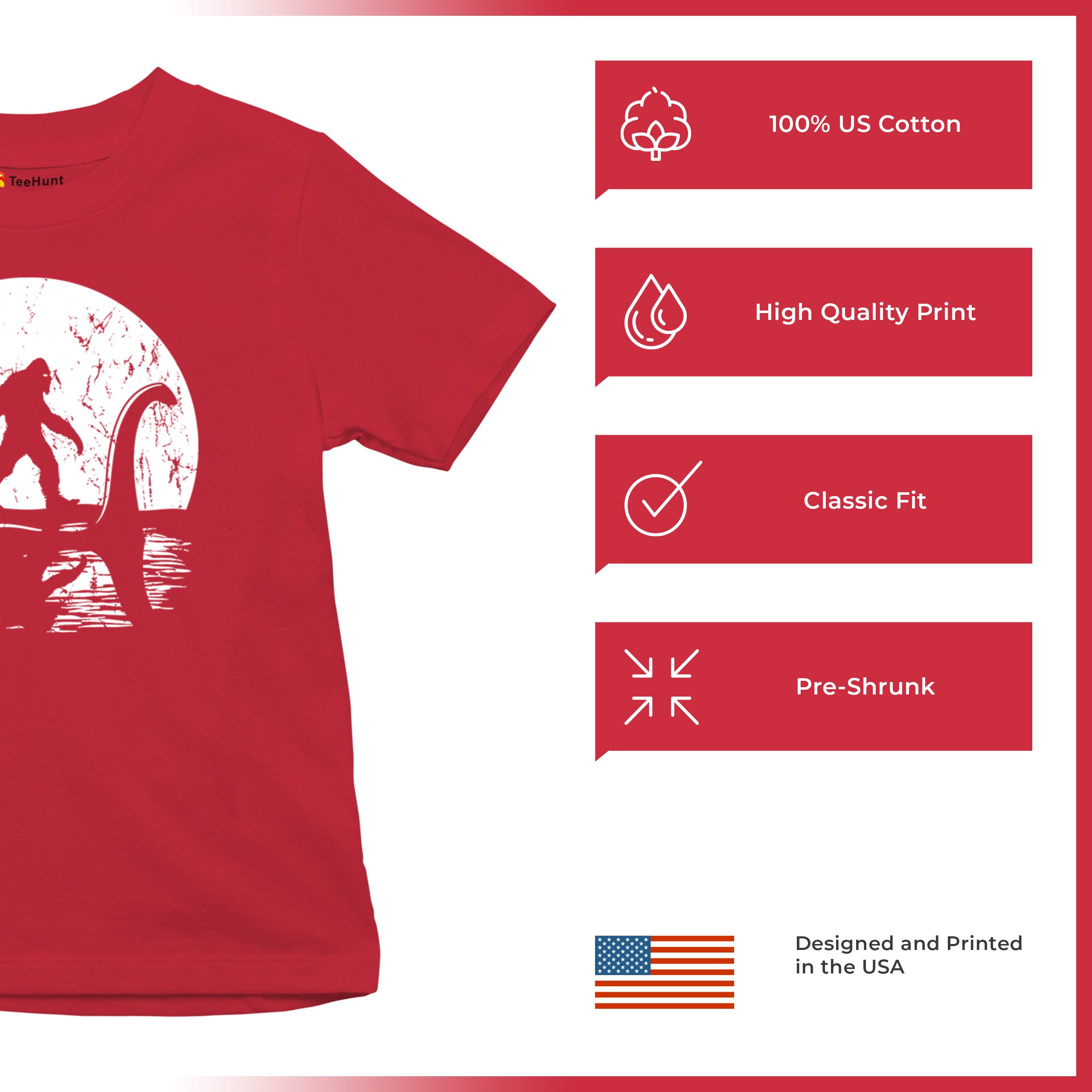 Alien Bigfoot Loch Ness Monster Moon Youth T-shirt UFO Sasquatch Dinosaur Kids - Picture 14 of 36