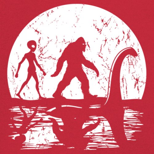 Alien Bigfoot Loch Ness Monster Moon Youth T-shirt UFO Sasquatch Dinosaur Kids - Picture 11 of 36