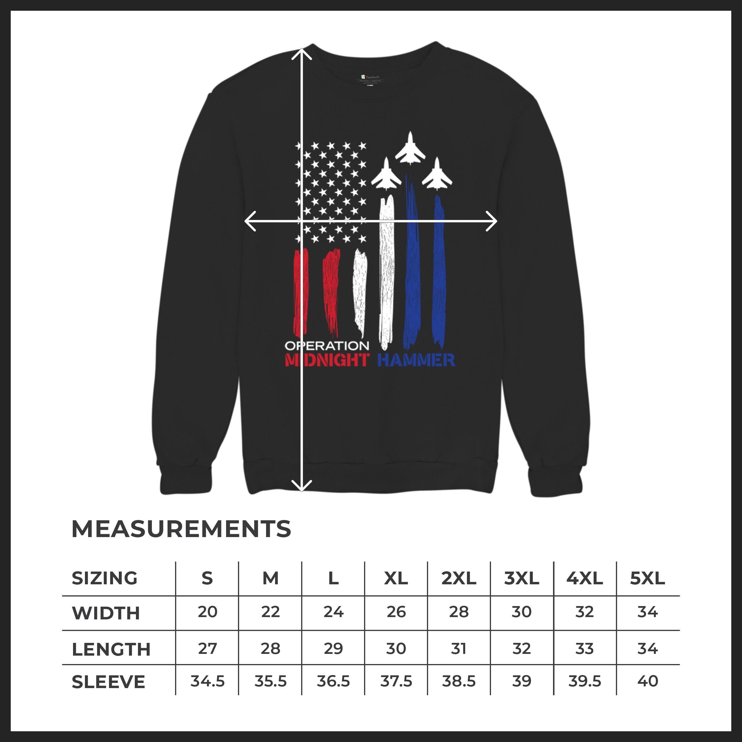 Operation Midnight Hammer Crewneck Sweatshirt American Flag GBU 57 President - Picture 8 of 15