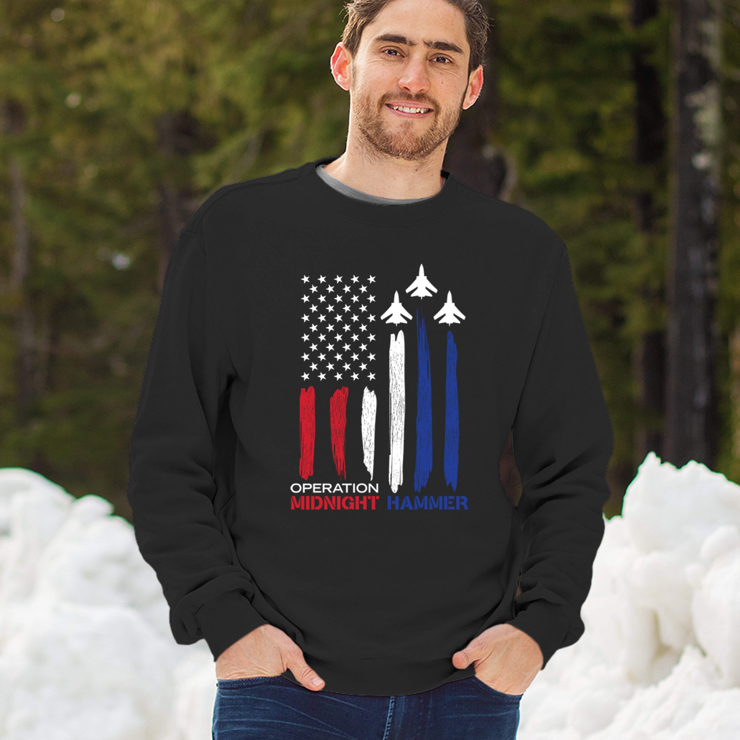 Operation Midnight Hammer Crewneck Sweatshirt American Flag GBU 57 President - Picture 5 of 15