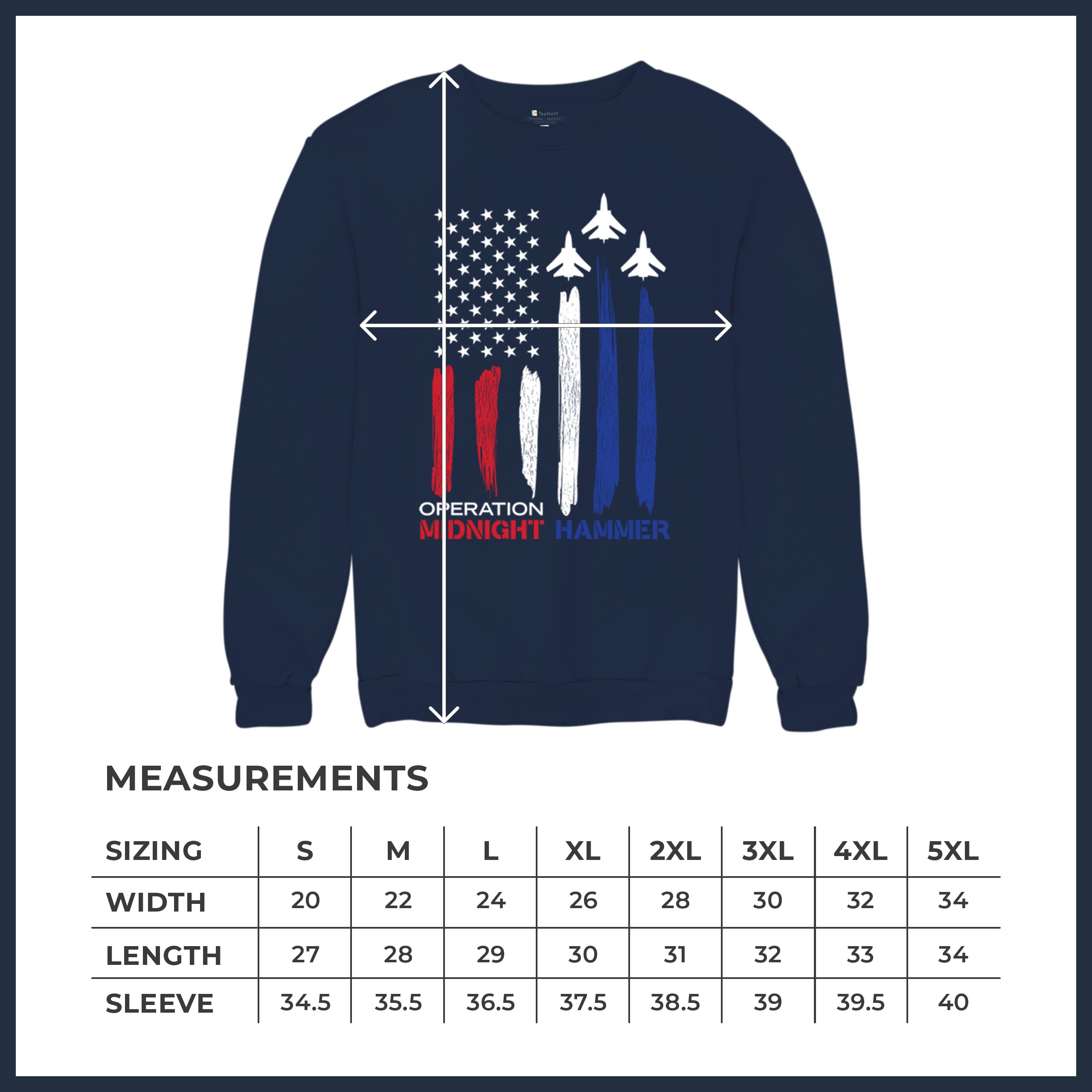 Operation Midnight Hammer Crewneck Sweatshirt American Flag GBU 57 President - Picture 15 of 15