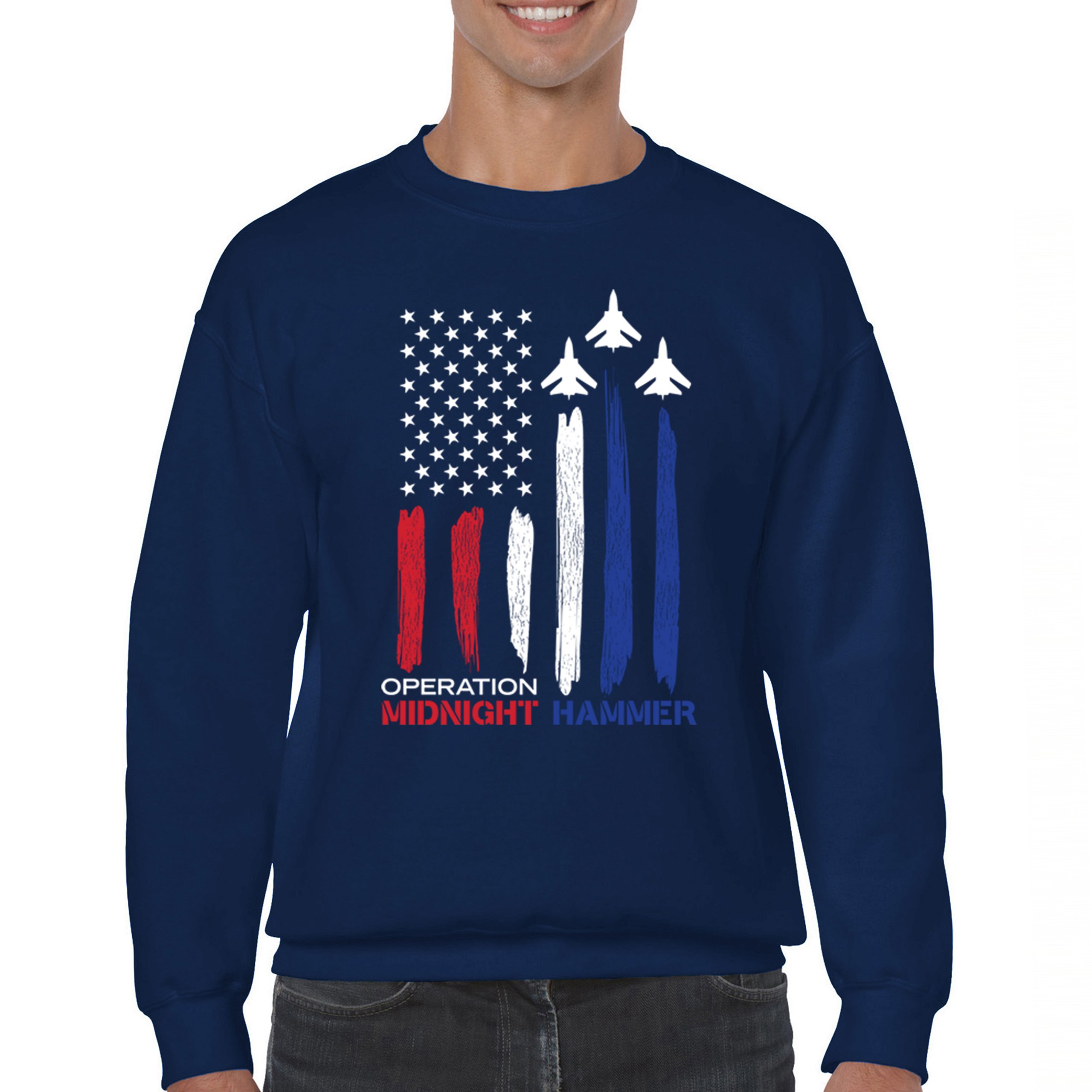 Operation Midnight Hammer Crewneck Sweatshirt American Flag GBU 57 President - Picture 9 of 15