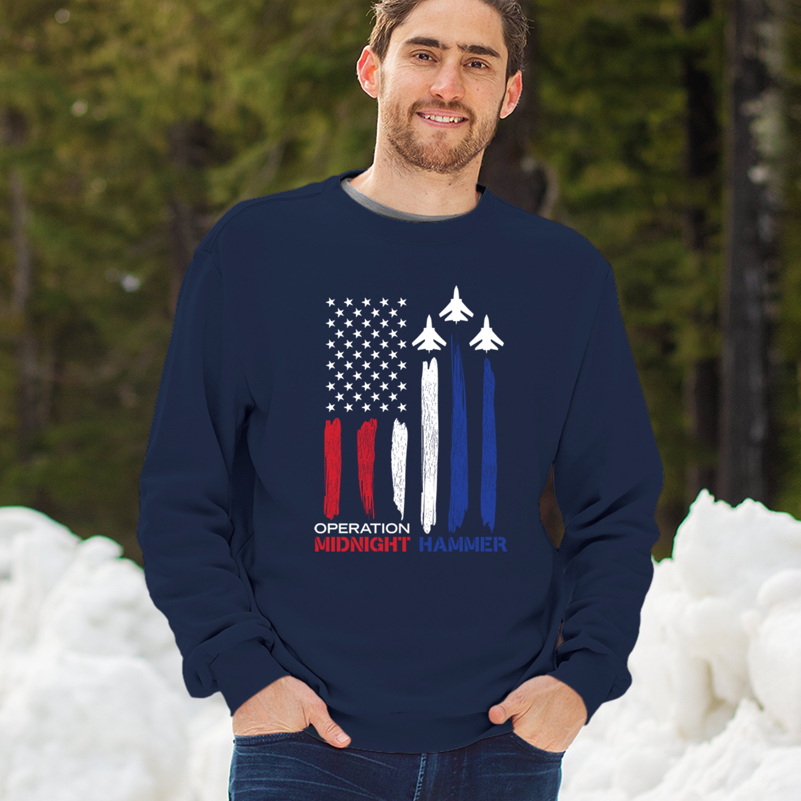 Operation Midnight Hammer Crewneck Sweatshirt American Flag GBU 57 President - Picture 12 of 15