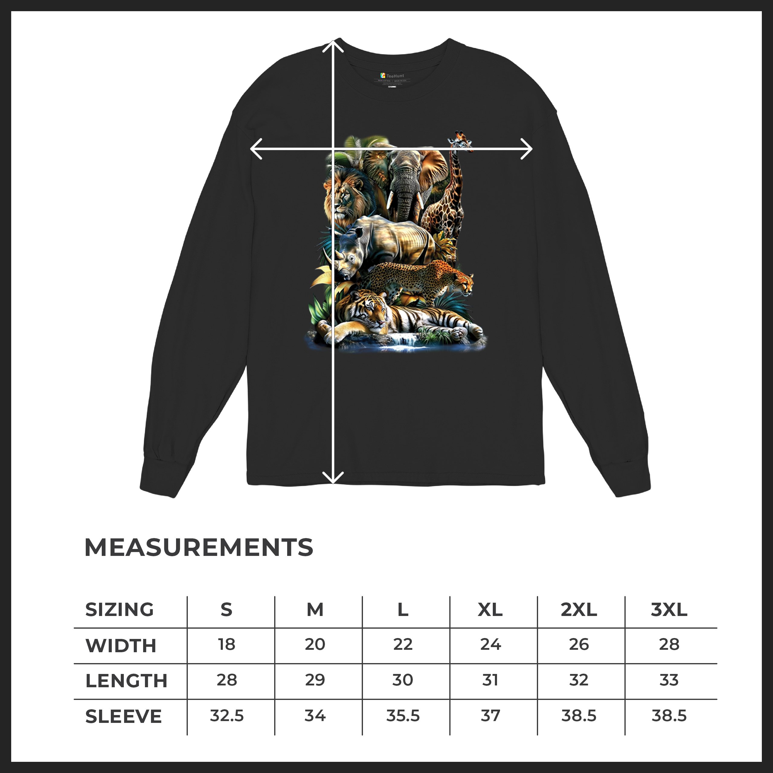 Exotic Collage Long Sleeve T-shirt Jungle Safari Animal Wild Nature Lion Tiger - 第 8/78 張圖片