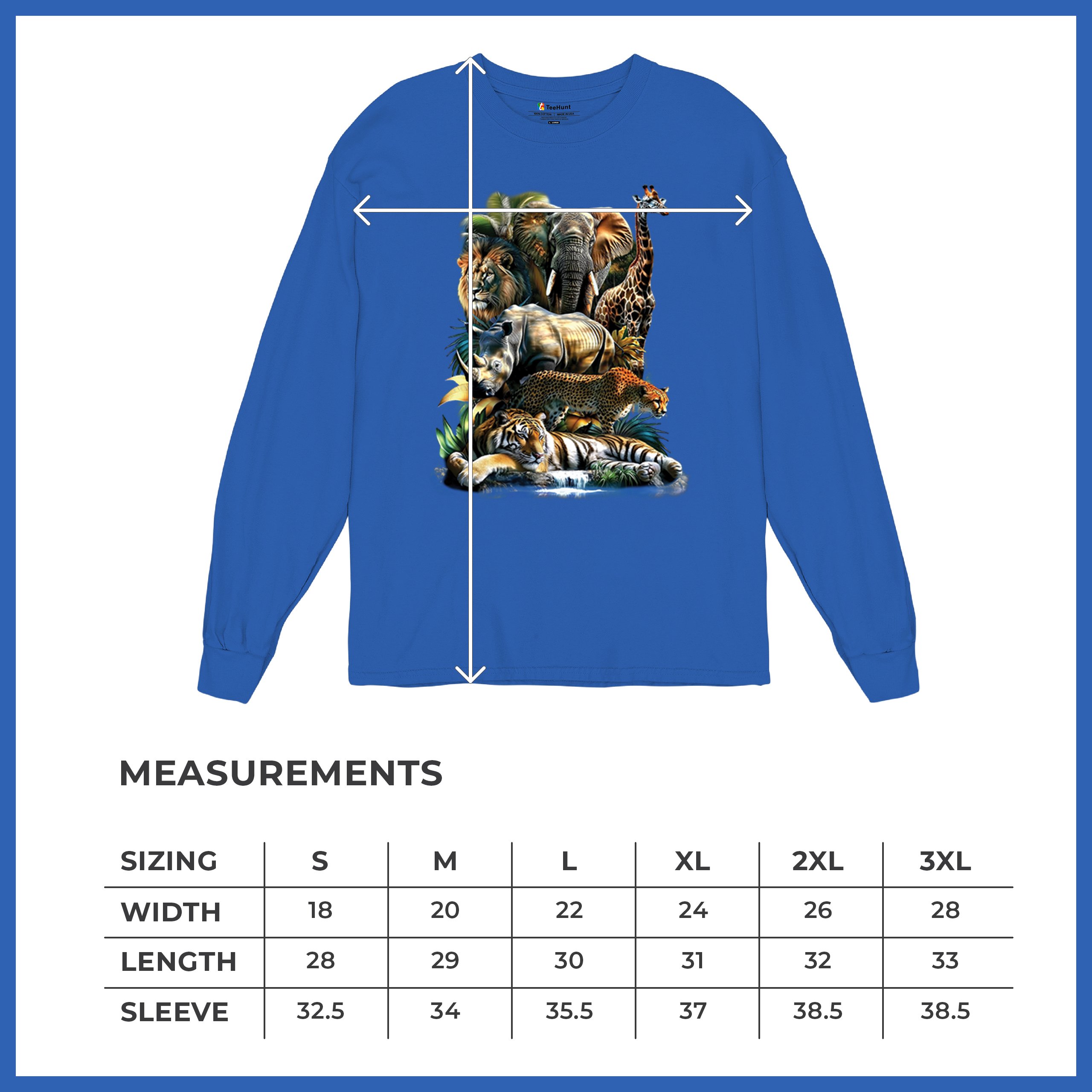 Exotic Collage Long Sleeve T-shirt Jungle Safari Animal Wild Nature Lion Tiger - 第 64/78 張圖片