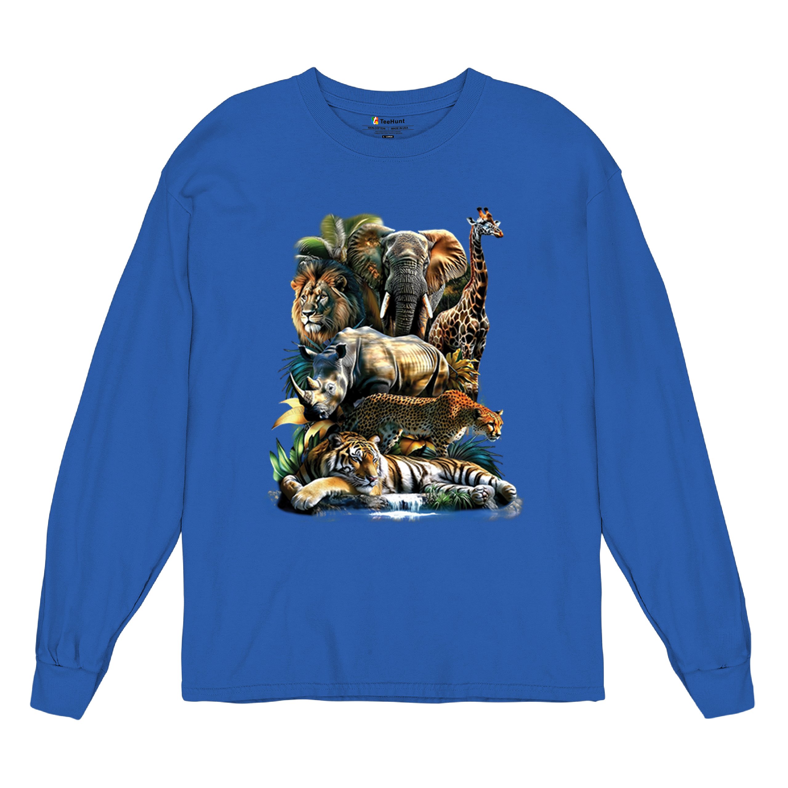 Exotic Collage Long Sleeve T-shirt Jungle Safari Animal Wild Nature Lion Tiger - 第 62/78 張圖片