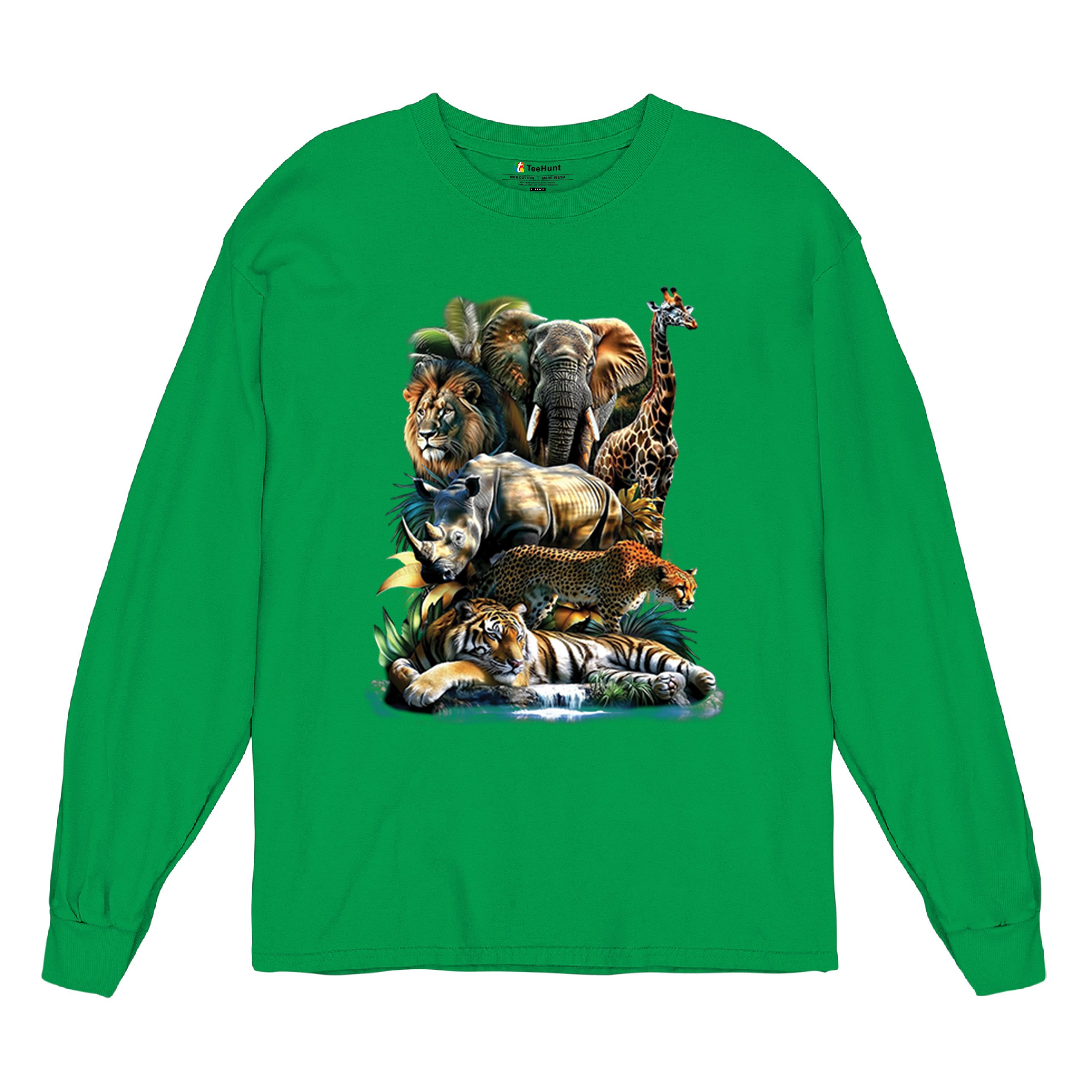 Exotic Collage Long Sleeve T-shirt Jungle Safari Animal Wild Nature Lion Tiger - 第 48/78 張圖片