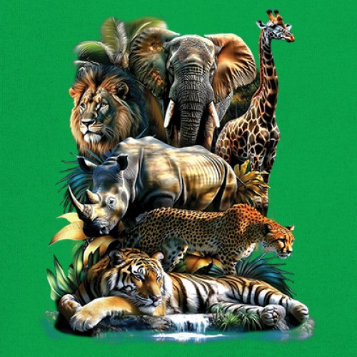 Exotic Collage Long Sleeve T-shirt Jungle Safari Animal Wild Nature Lion Tiger - 第 46/78 張圖片