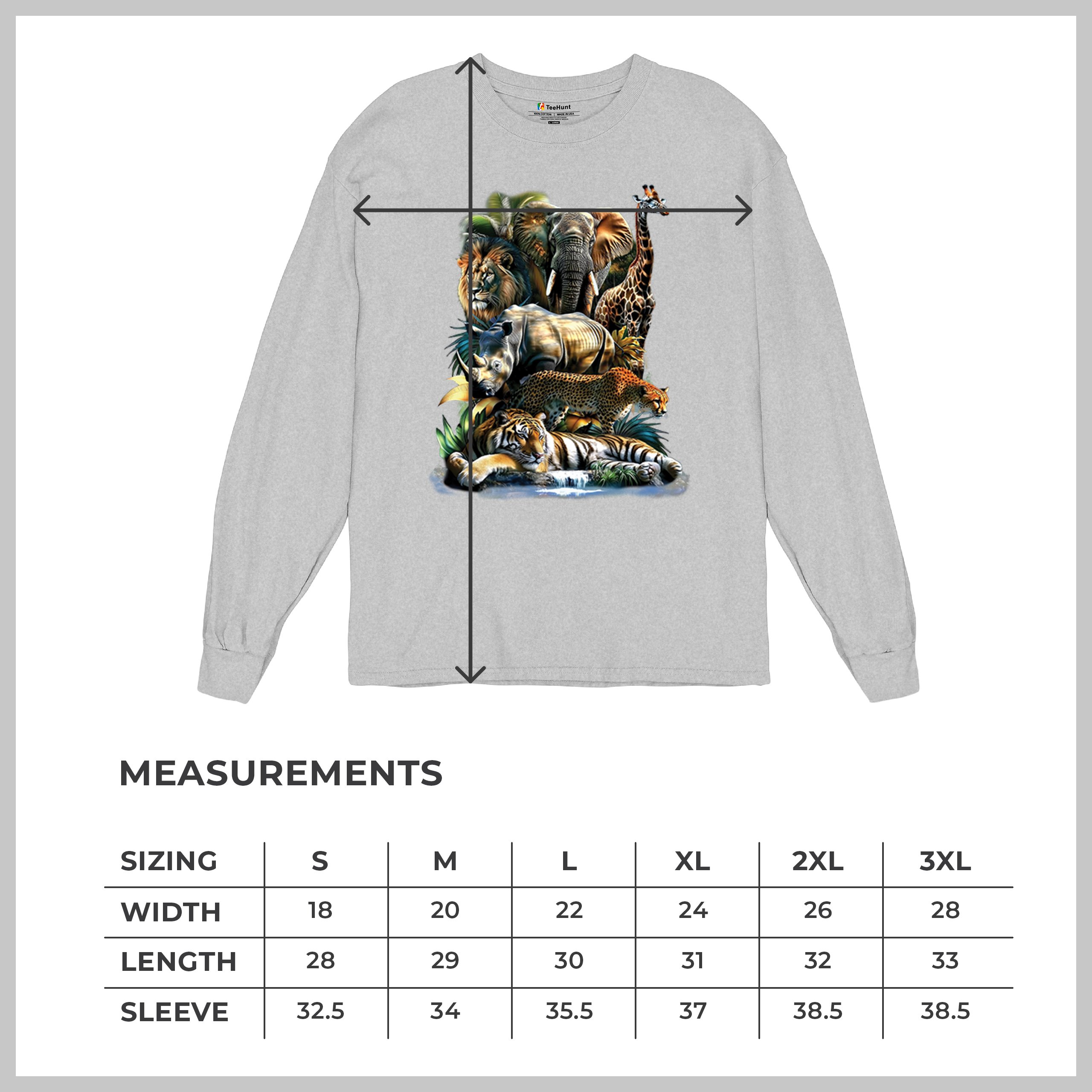 Exotic Collage Long Sleeve T-shirt Jungle Safari Animal Wild Nature Lion Tiger - 第 15/78 張圖片