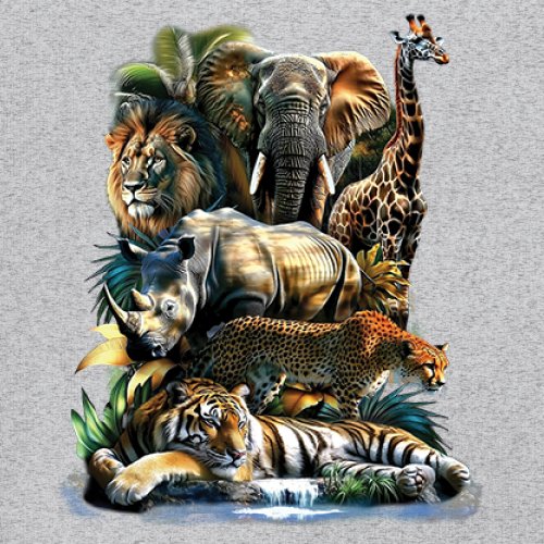 Exotic Collage Long Sleeve T-shirt Jungle Safari Animal Wild Nature Lion Tiger - 第 11/78 張圖片