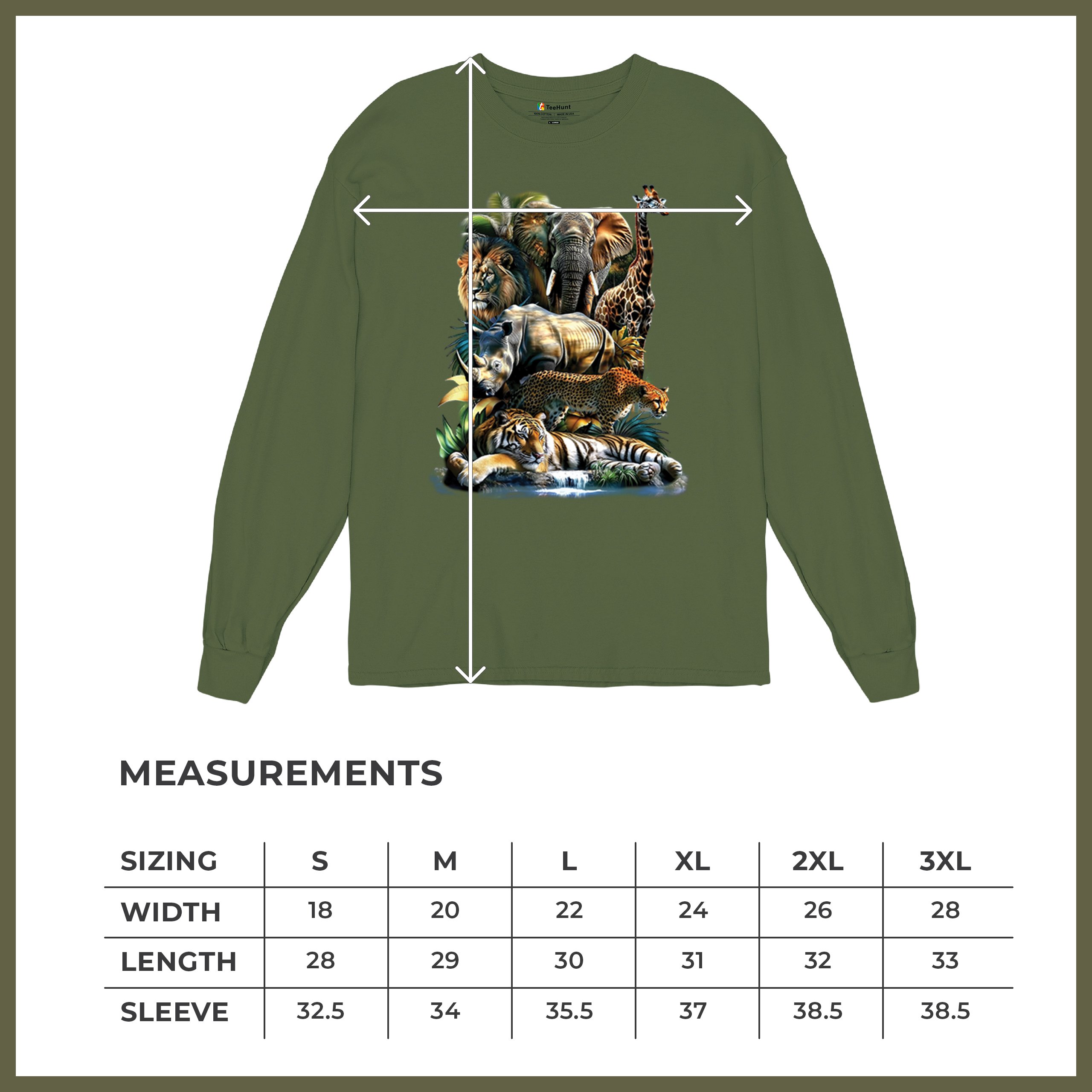 Exotic Collage Long Sleeve T-shirt Jungle Safari Animal Wild Nature Lion Tiger - 第 57/78 張圖片