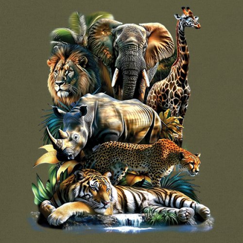Exotic Collage Long Sleeve T-shirt Jungle Safari Animal Wild Nature Lion Tiger - 第 53/78 張圖片