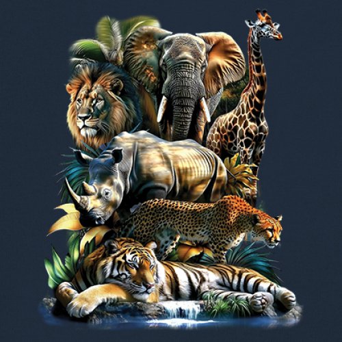 Exotic Collage Long Sleeve T-shirt Jungle Safari Animal Wild Nature Lion Tiger - 第 39/78 張圖片