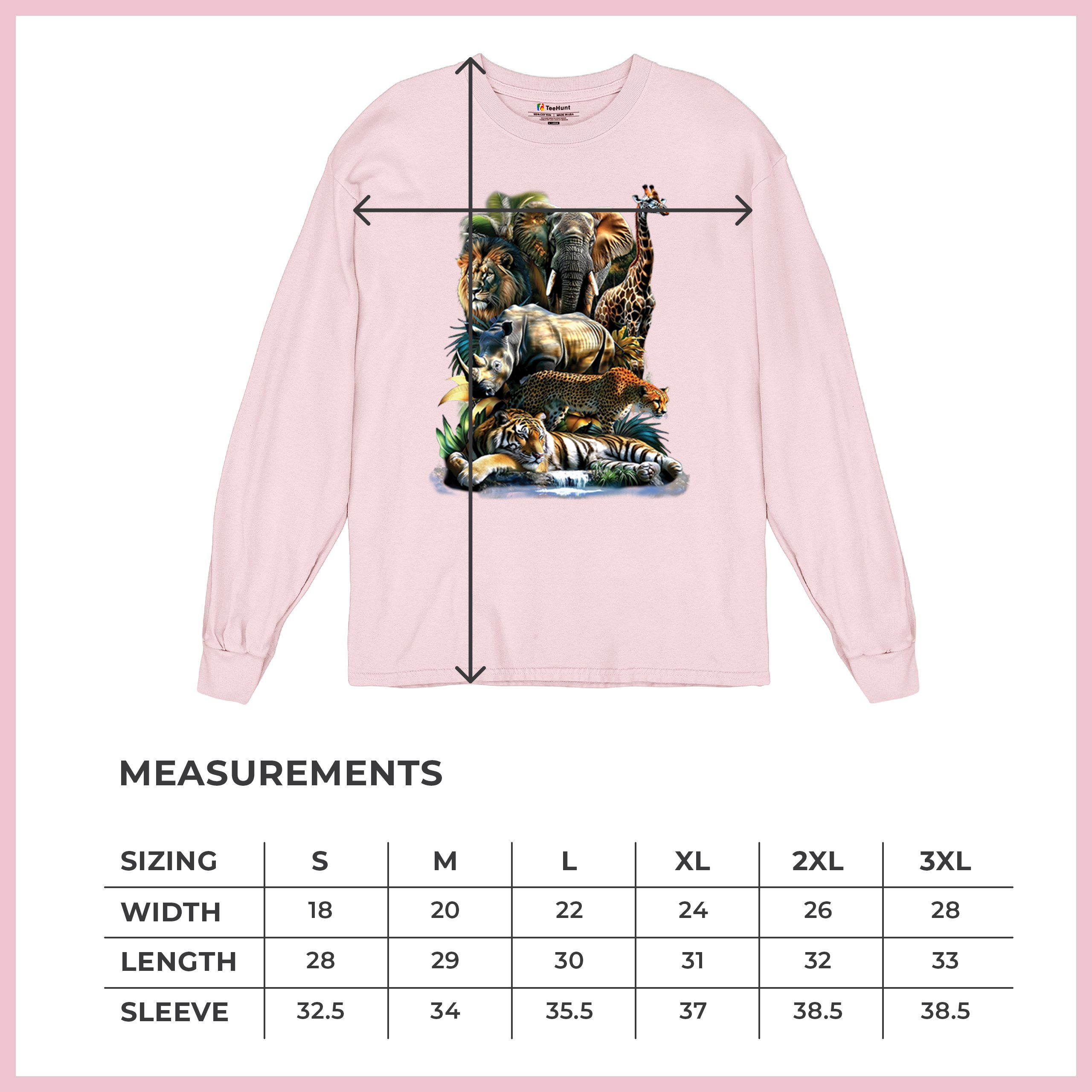 Exotic Collage Long Sleeve T-shirt Jungle Safari Animal Wild Nature Lion Tiger - 第 78/78 張圖片