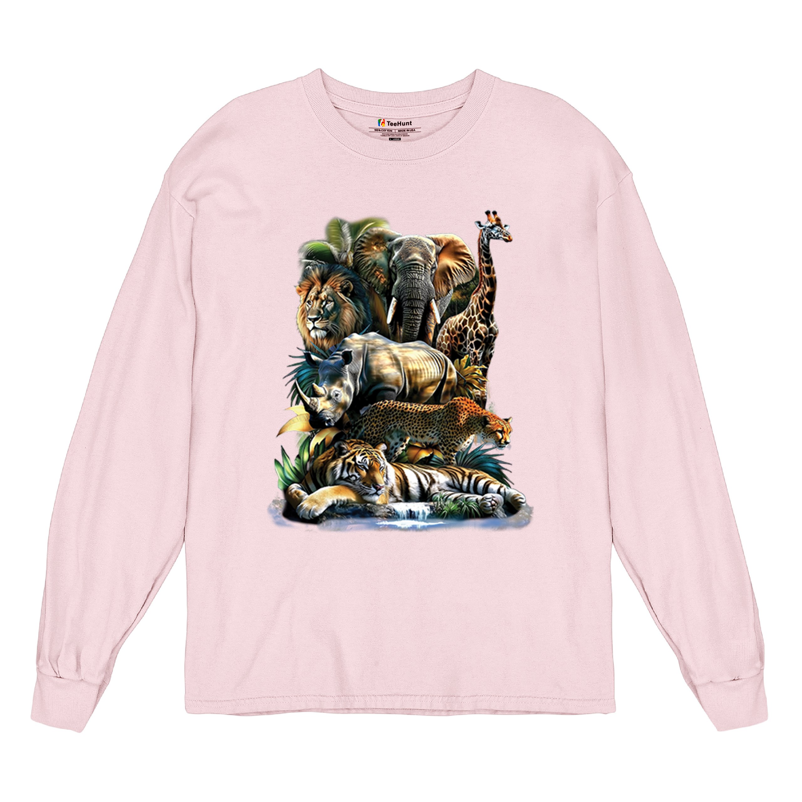 Exotic Collage Long Sleeve T-shirt Jungle Safari Animal Wild Nature Lion Tiger - 第 76/78 張圖片
