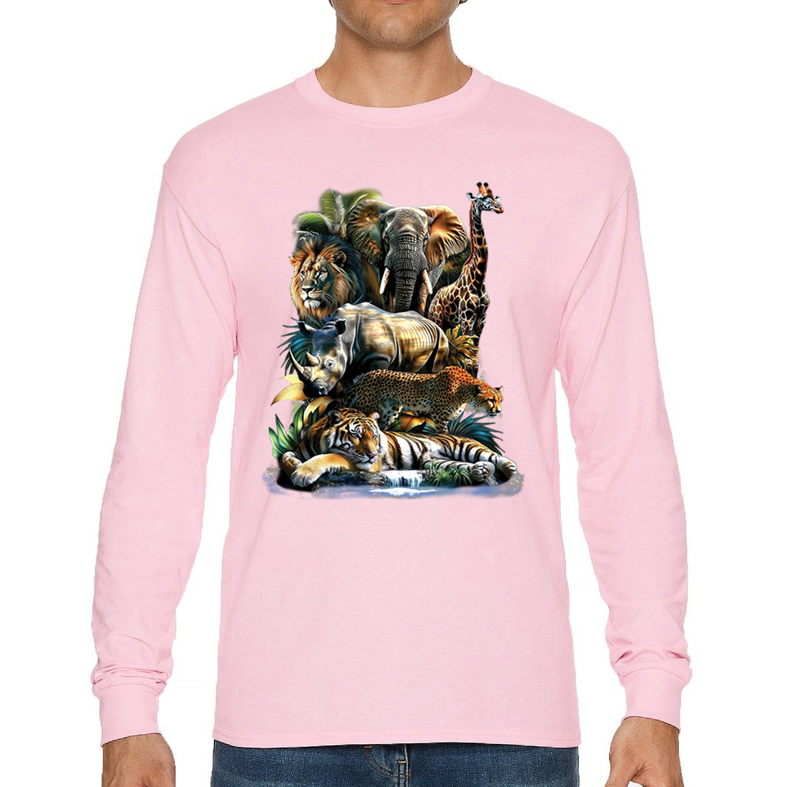 Exotic Collage Long Sleeve T-shirt Jungle Safari Animal Wild Nature Lion Tiger - 第 72/78 張圖片