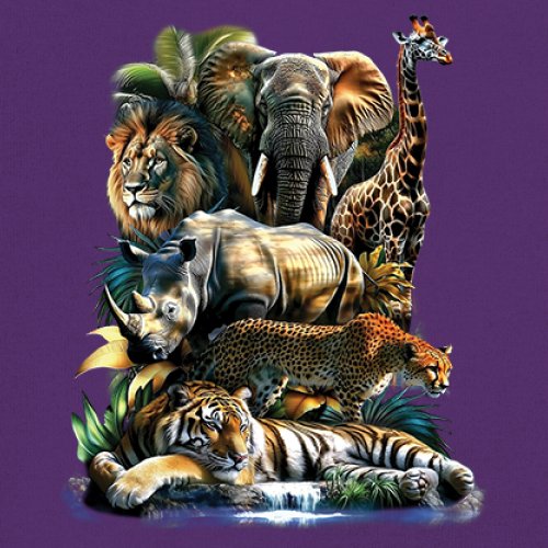 Exotic Collage Long Sleeve T-shirt Jungle Safari Animal Wild Nature Lion Tiger - 第 18/78 張圖片