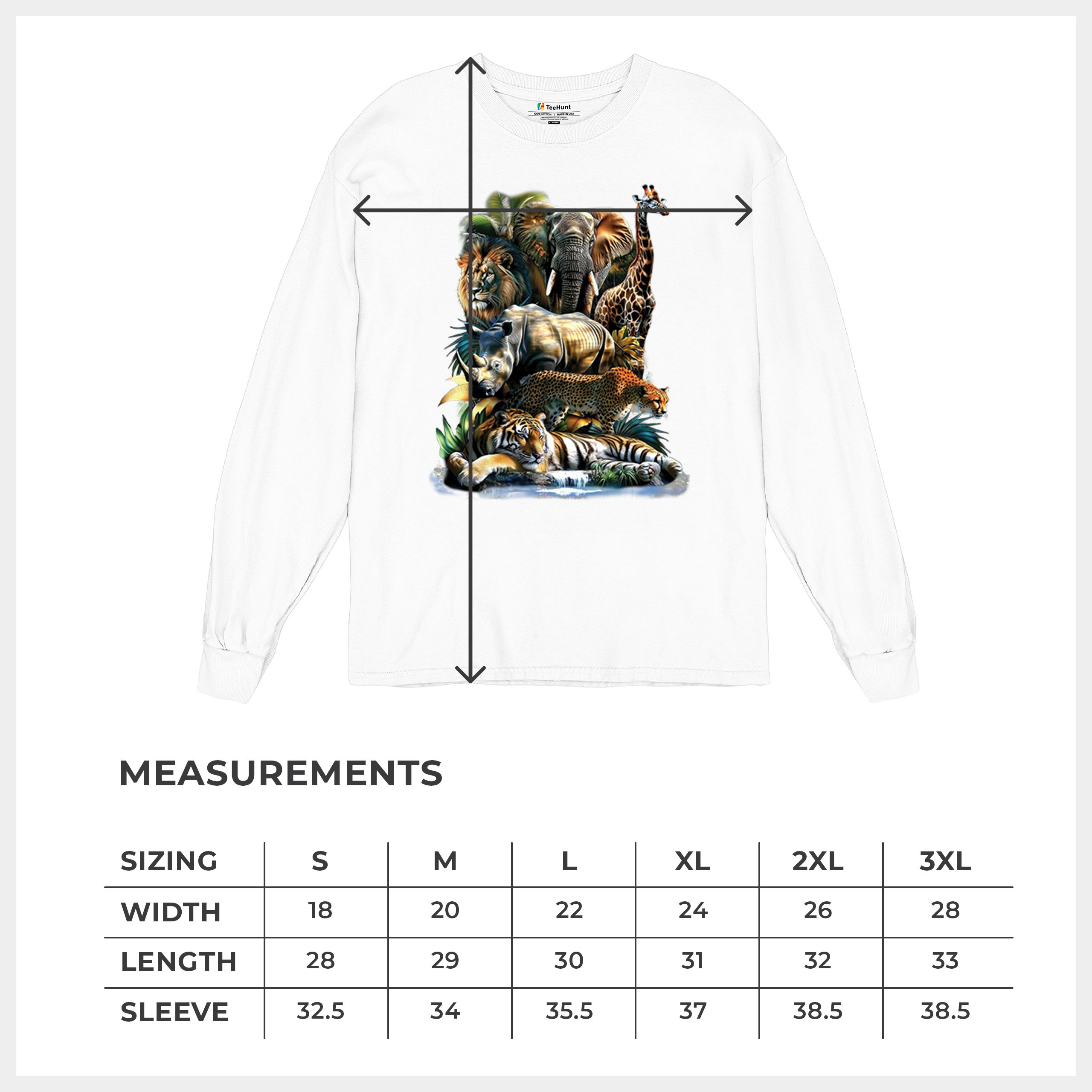Exotic Collage Long Sleeve T-shirt Jungle Safari Animal Wild Nature Lion Tiger - 第 36/78 張圖片