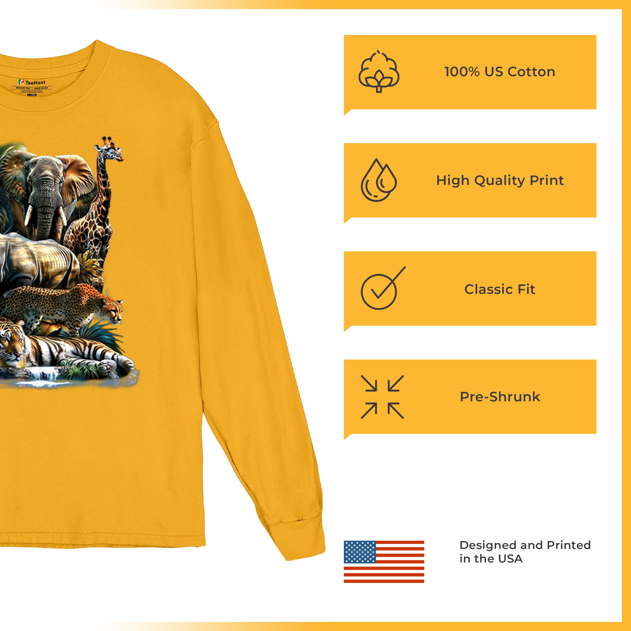 Exotic Collage Long Sleeve T-shirt Jungle Safari Animal Wild Nature Lion Tiger - 第 70/78 張圖片
