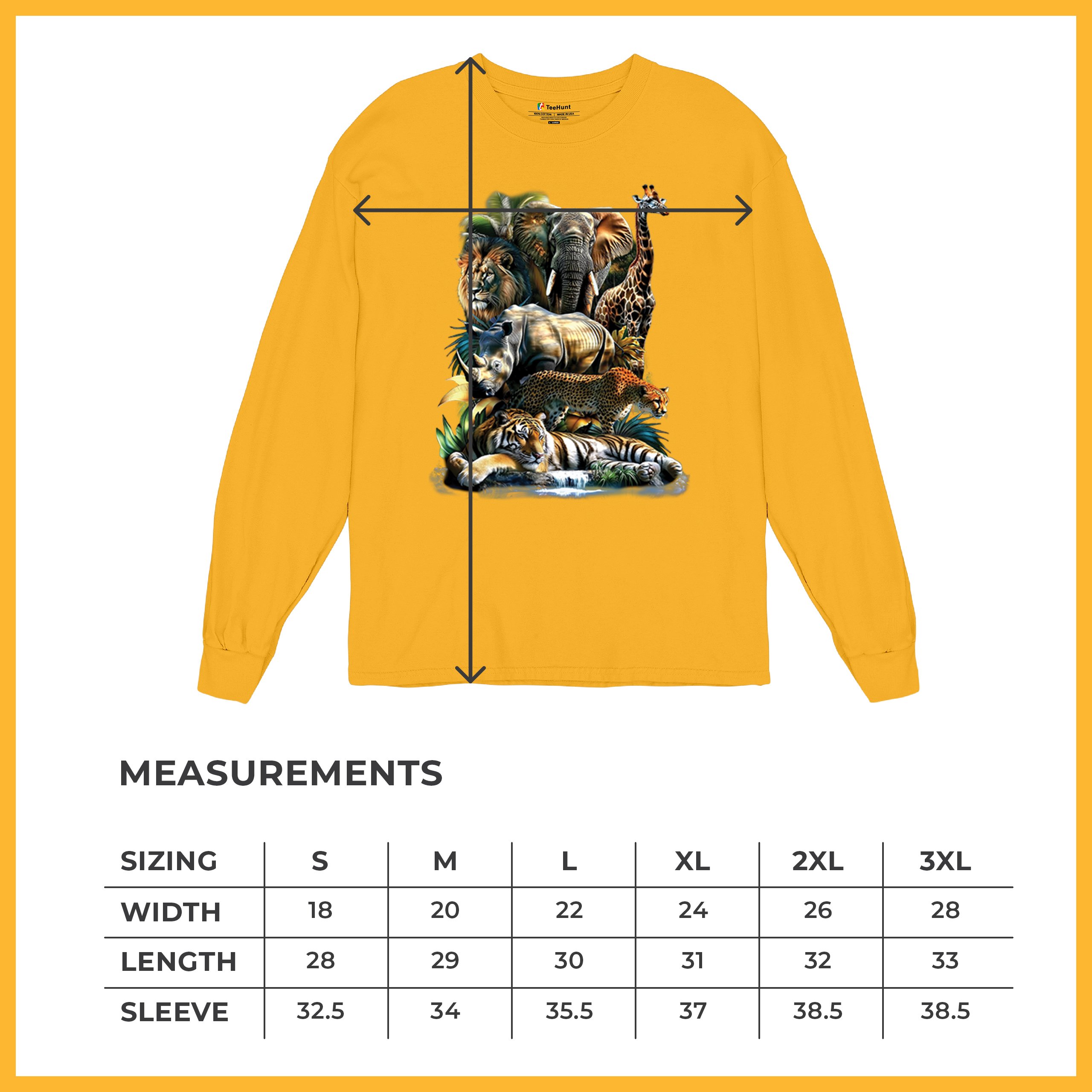 Exotic Collage Long Sleeve T-shirt Jungle Safari Animal Wild Nature Lion Tiger - 第 71/78 張圖片