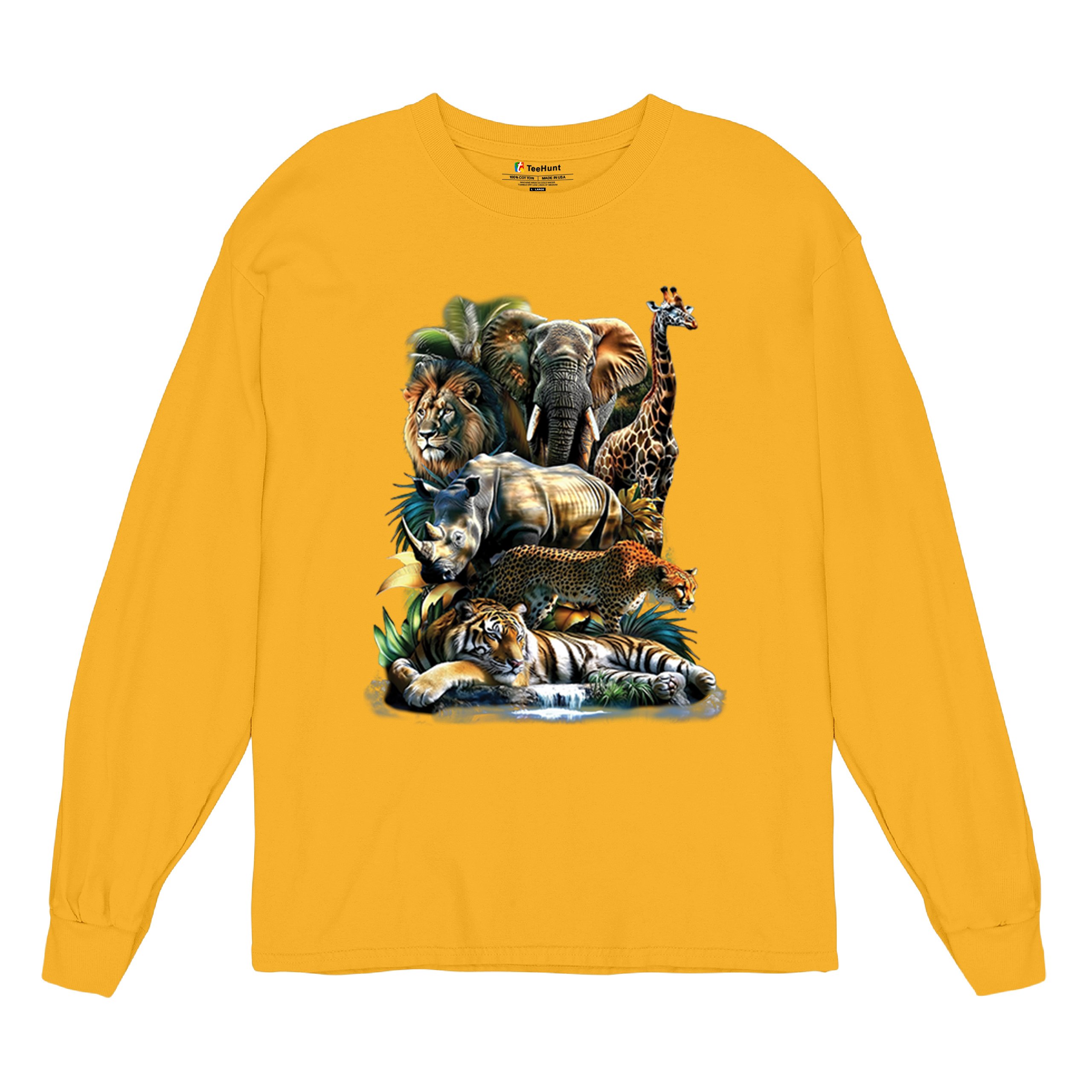 Exotic Collage Long Sleeve T-shirt Jungle Safari Animal Wild Nature Lion Tiger - 第 69/78 張圖片