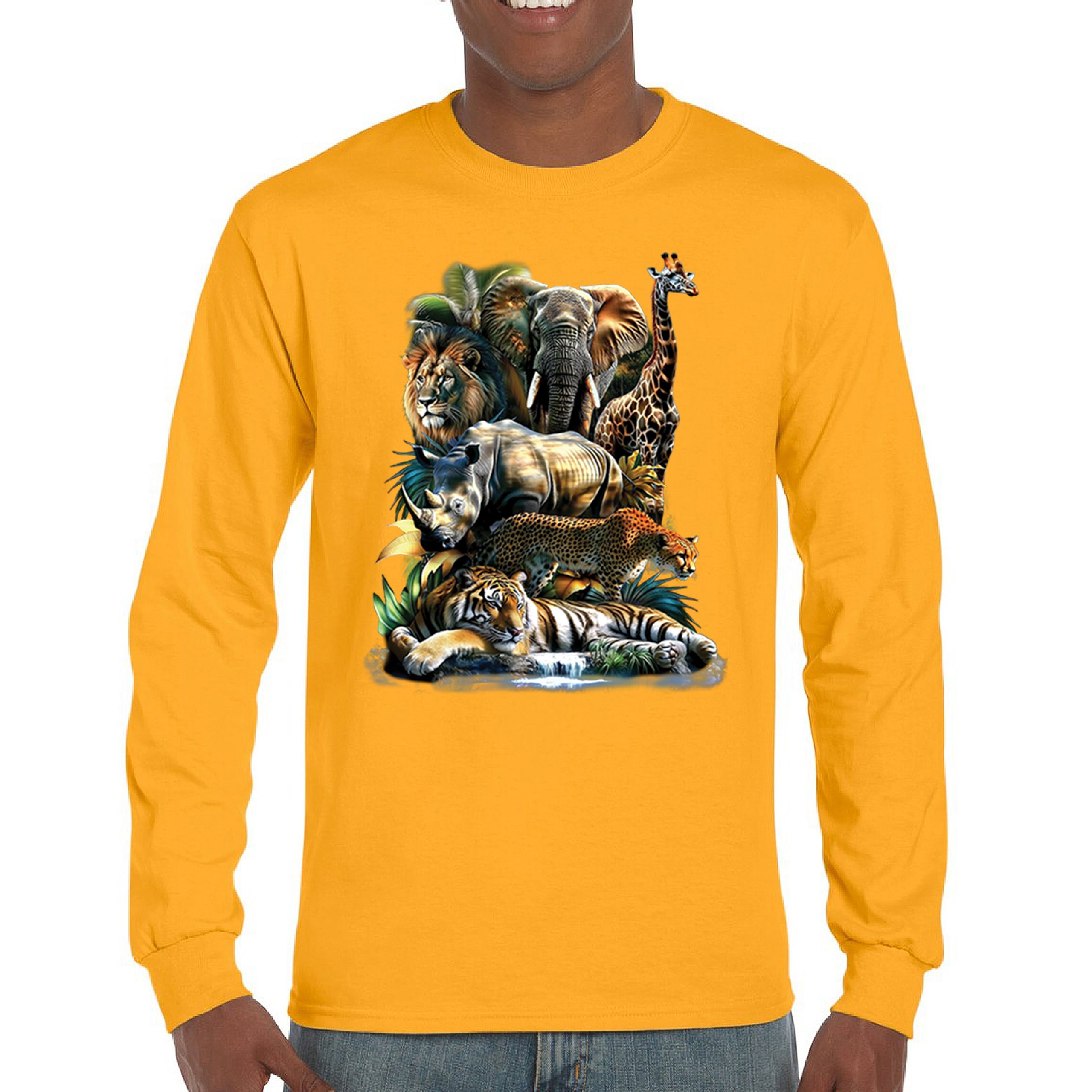 Exotic Collage Long Sleeve T-shirt Jungle Safari Animal Wild Nature Lion Tiger - 第 65/78 張圖片