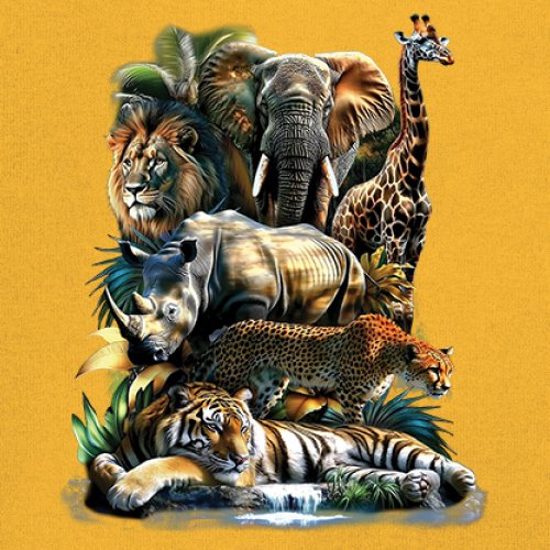 Exotic Collage Long Sleeve T-shirt Jungle Safari Animal Wild Nature Lion Tiger - 第 67/78 張圖片