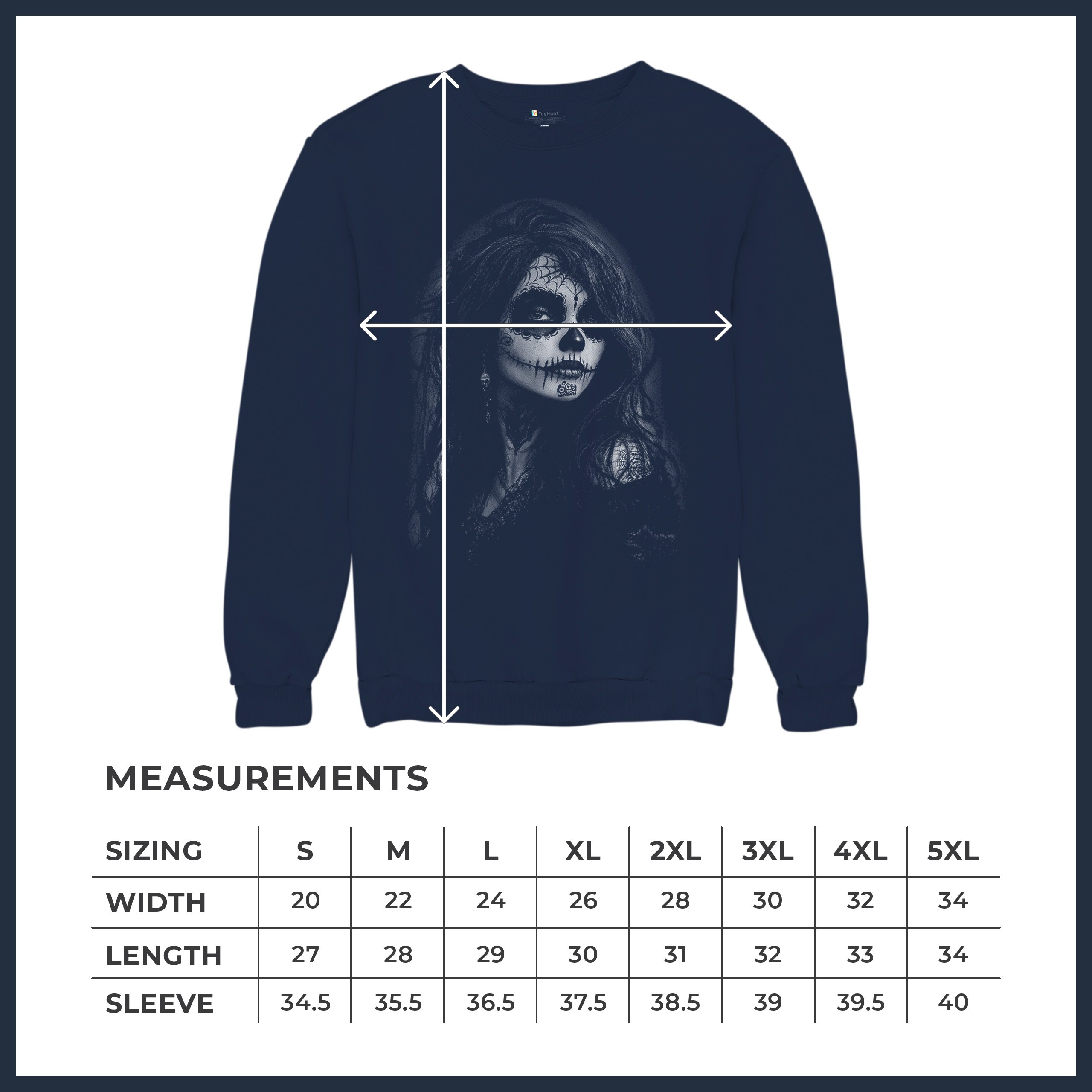 Web Sugar Skull Sweatshirt Monochrome Gothic Beauty Dia de Los Muertos Crewneck - Picture 15 of 15