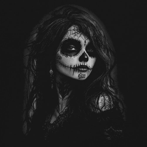 Web Sugar Skull T-shirt Monochrome Gothic Beauty Dia de Los Muertos Men's Tee - Picture 4 of 29