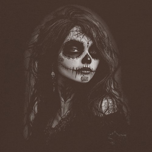 Web Sugar Skull T-shirt Monochrome Gothic Beauty Dia de Los Muertos Men's Tee - Picture 18 of 29