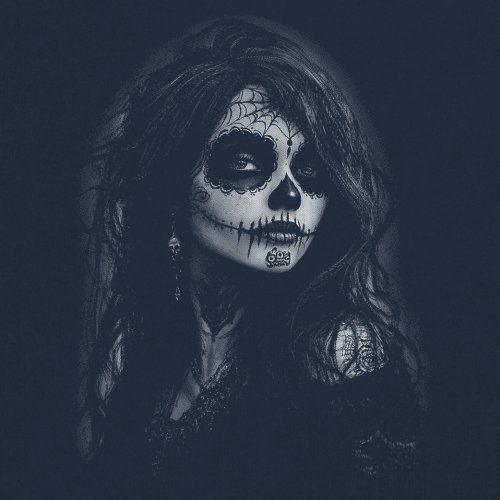 Web Sugar Skull T-shirt Monochrome Gothic Beauty Dia de Los Muertos Men's Tee - Picture 11 of 29