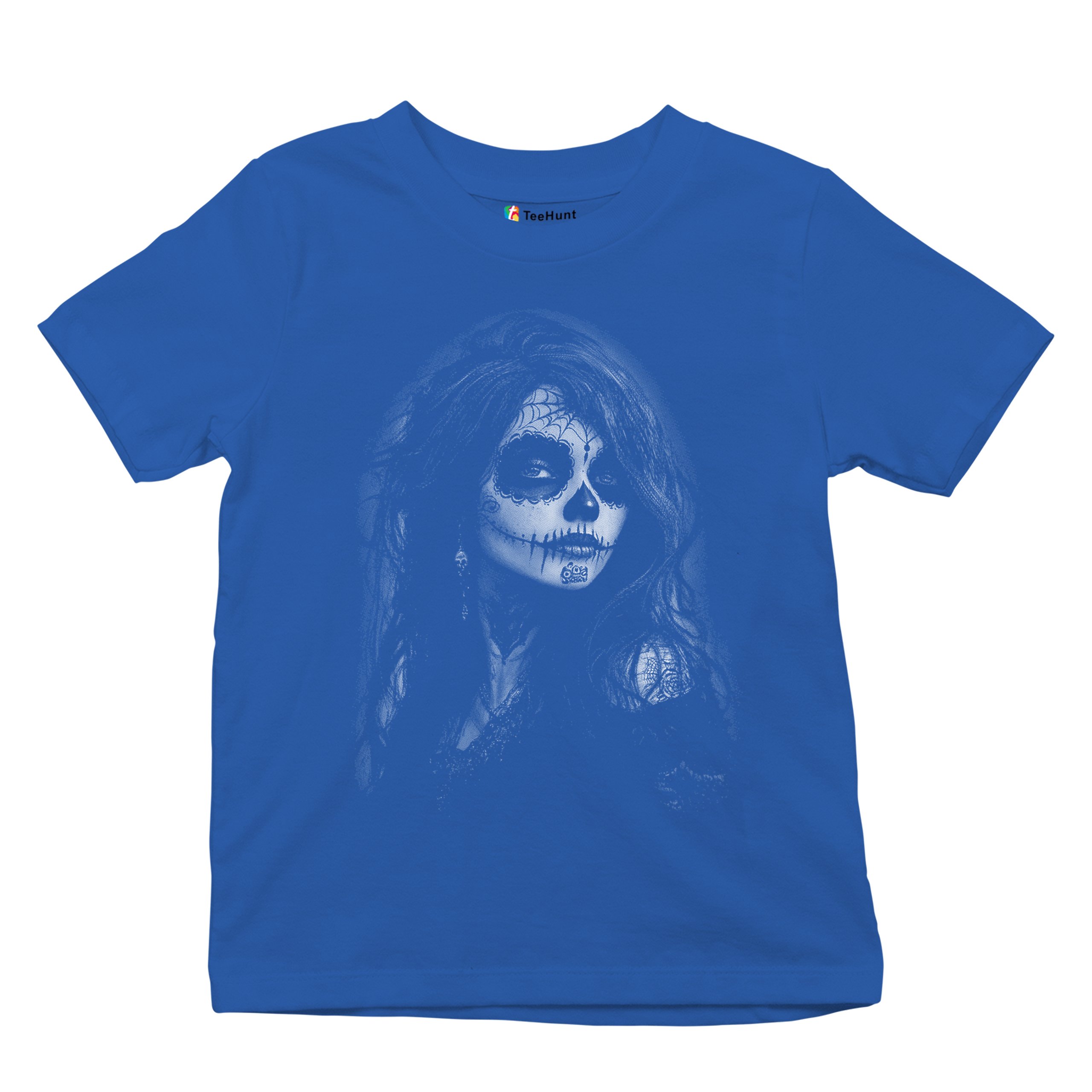 Web Sugar Skull Youth T-shirt Monochrome Gothic Beauty Dia de Los Muertos Kids - Picture 41 of 50