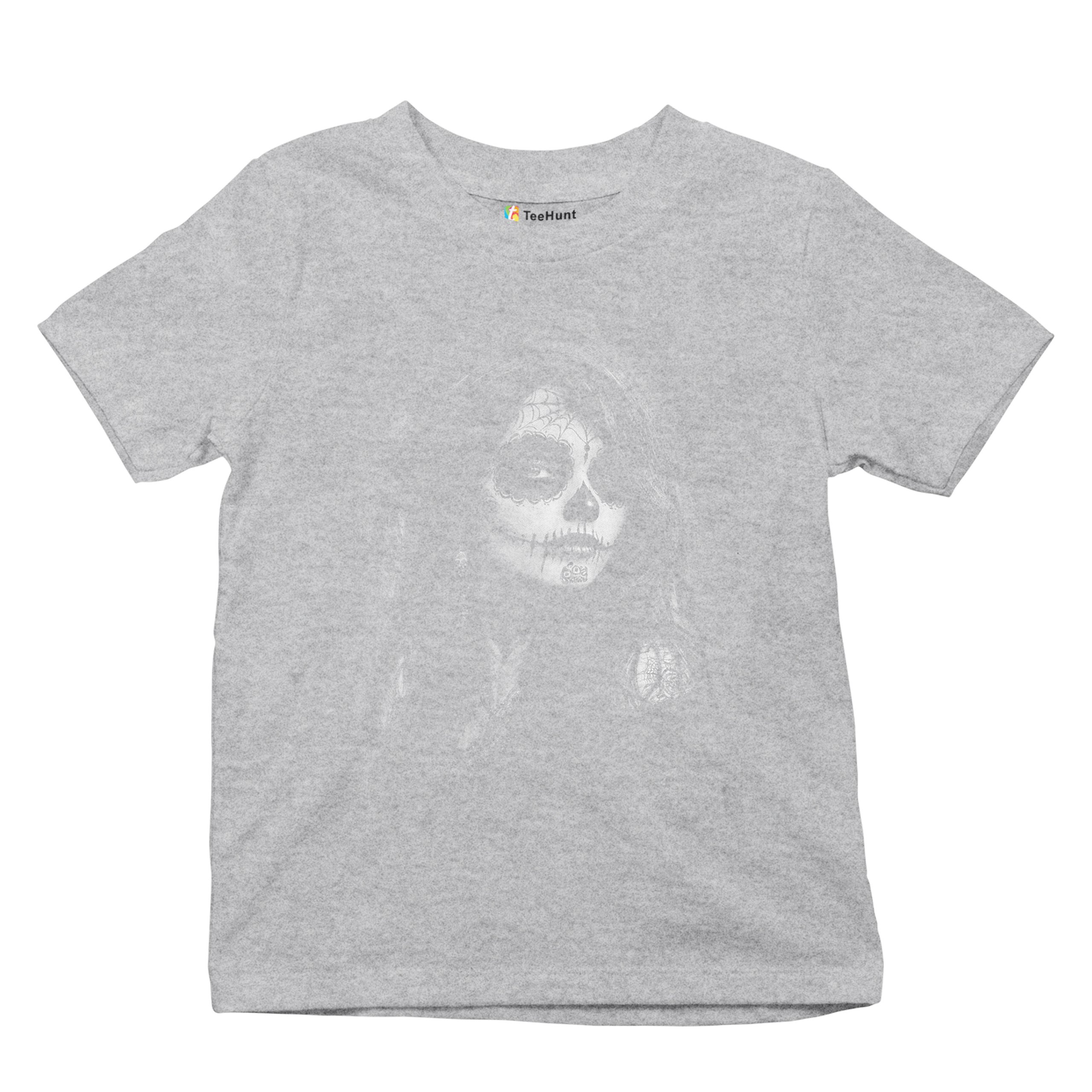 Web Sugar Skull Youth T-shirt Monochrome Gothic Beauty Dia de Los Muertos Kids - Picture 13 of 50