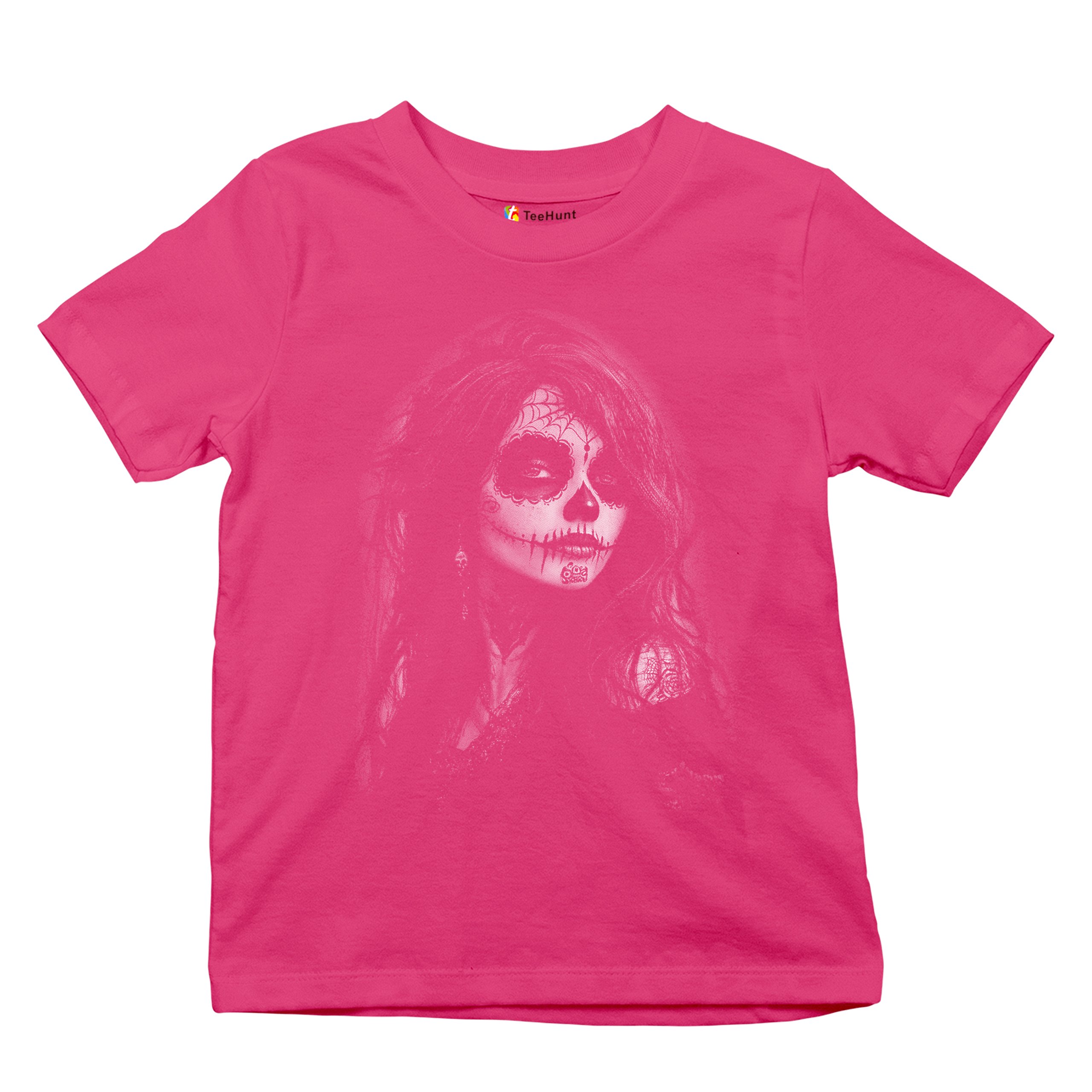 Web Sugar Skull Youth T-shirt Monochrome Gothic Beauty Dia de Los Muertos Kids - Picture 48 of 50