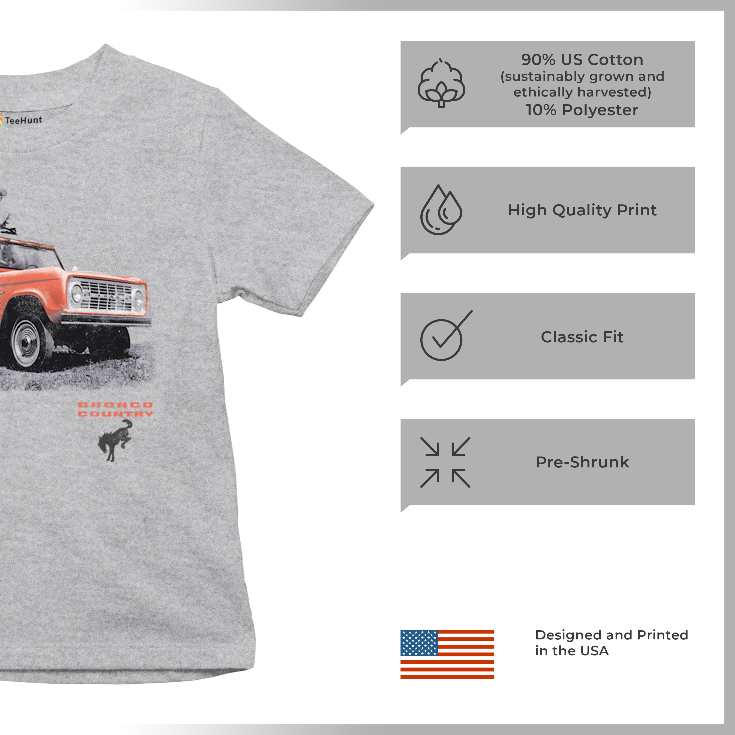 1968 Ford Bronco U13 Roadster Topless Youth T-shirt Vintage Truck Fan 4x4 Kids - Picture 21 of 50