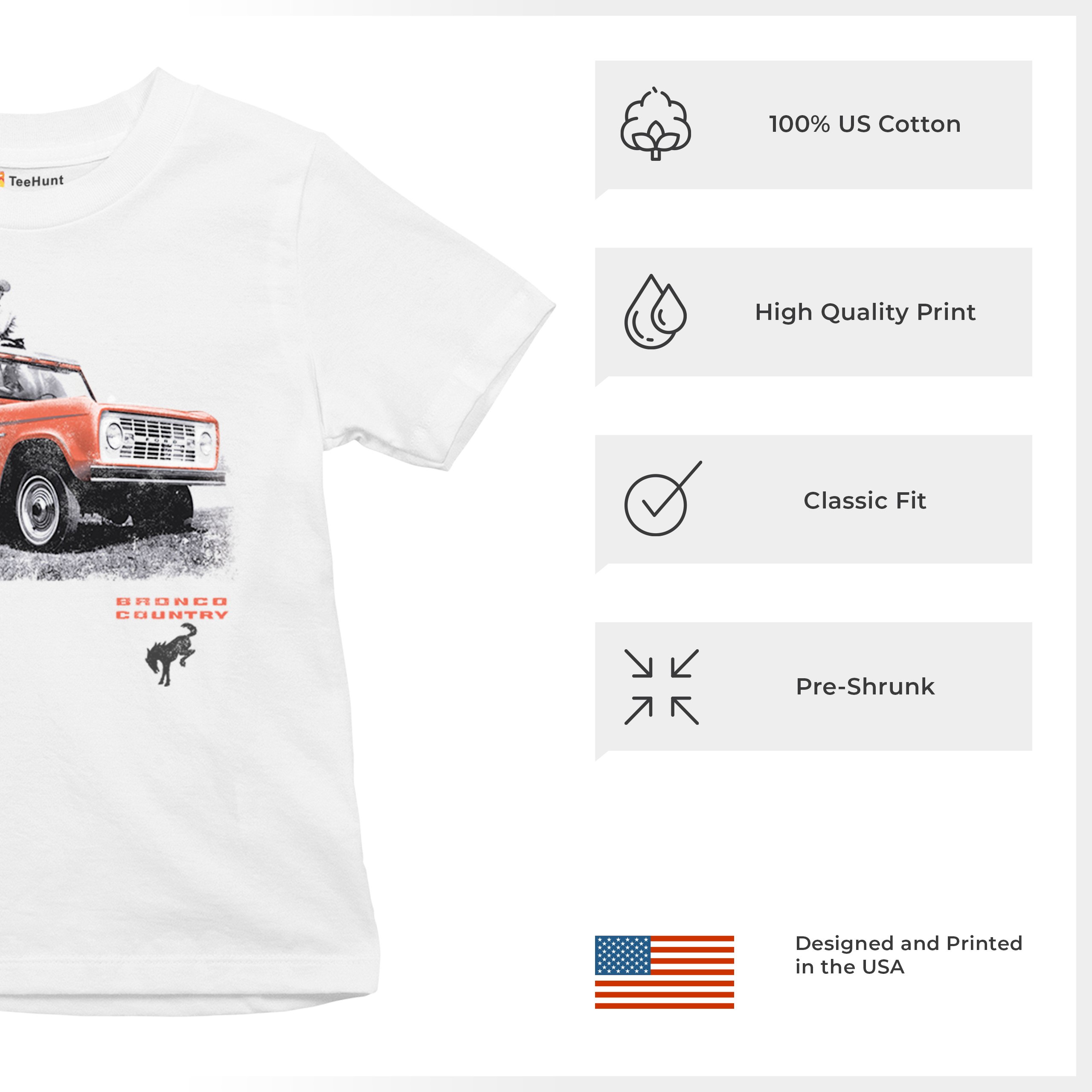 1968 Ford Bronco U13 Roadster Topless Youth T-shirt Vintage Truck Fan 4x4 Kids - Picture 7 of 50