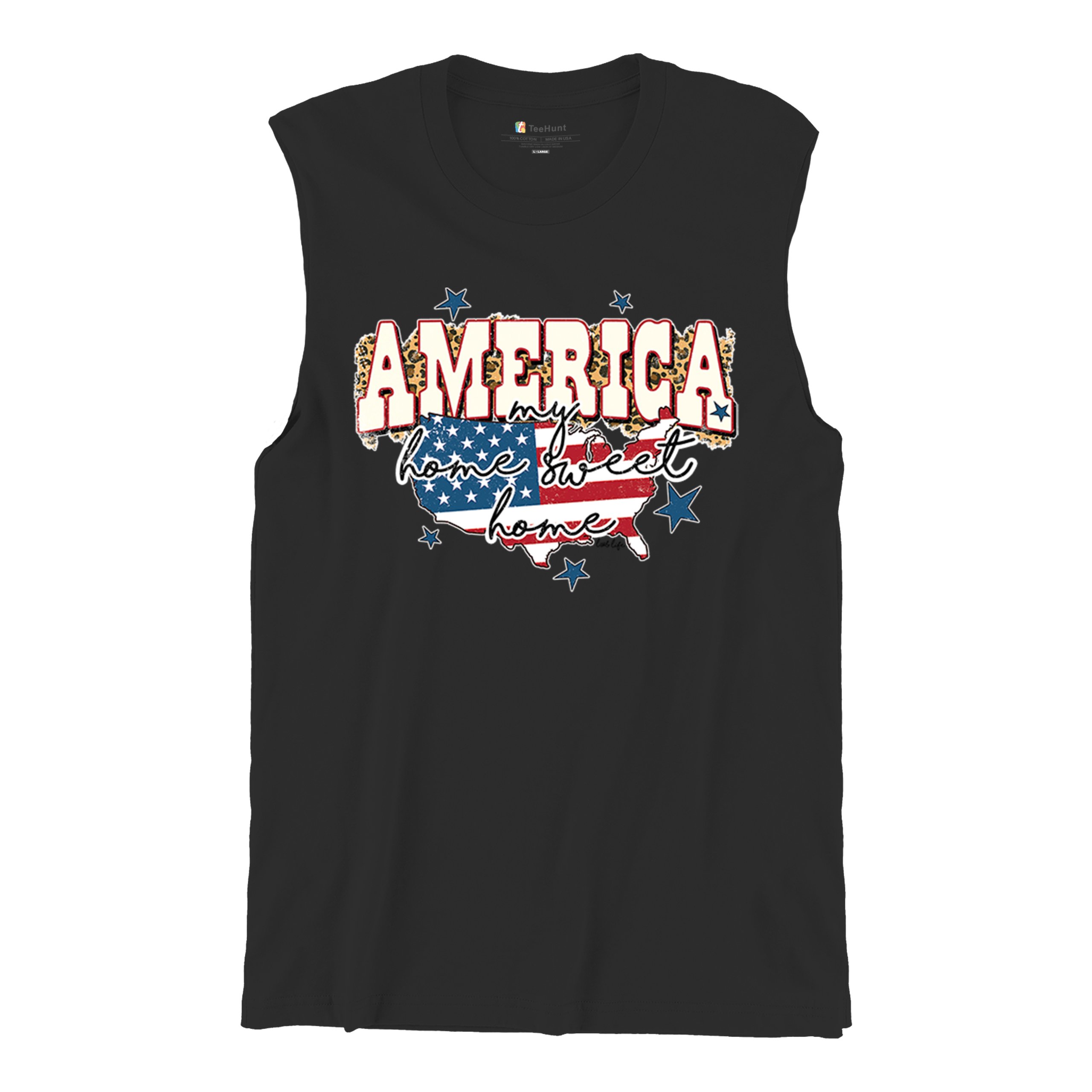 America My Home Sweet Home Muscle Shirt 4th of July Patriotic Flag Pride Men's