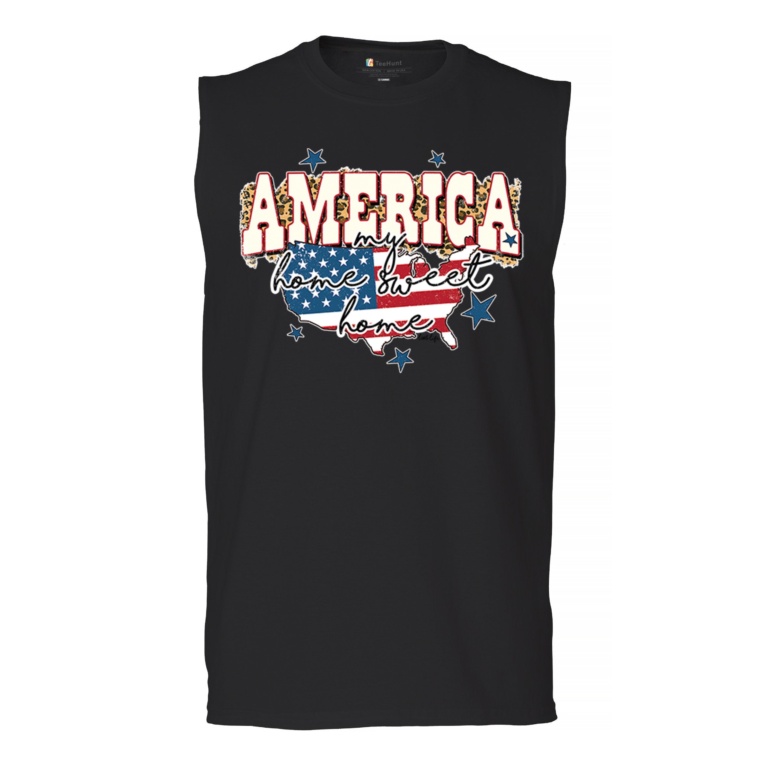 America My Home Sweet Home Muscle Shirt 4th of July Patriotic Flag Pride Men's