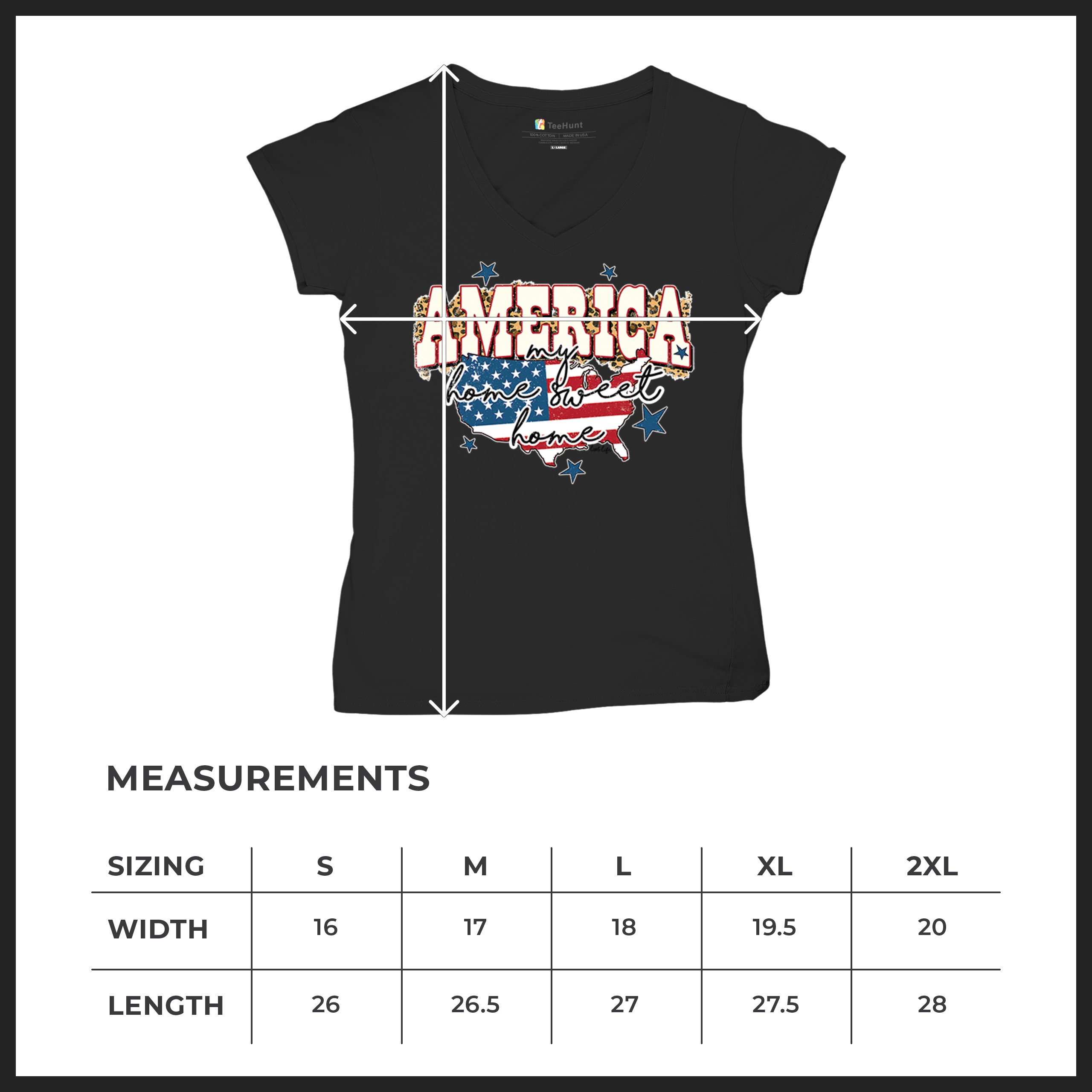 America My Home Sweet Home Women's V-Neck T-shirt 4th of July USA Patriot Tee - Picture 8 of 71