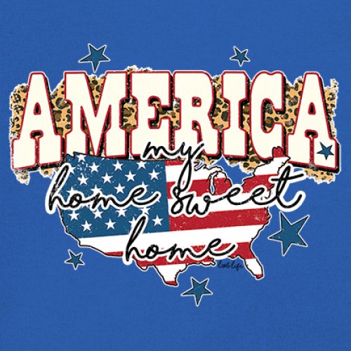 America My Home Sweet Home Women's V-Neck T-shirt 4th of July USA Patriot Tee - Picture 53 of 71